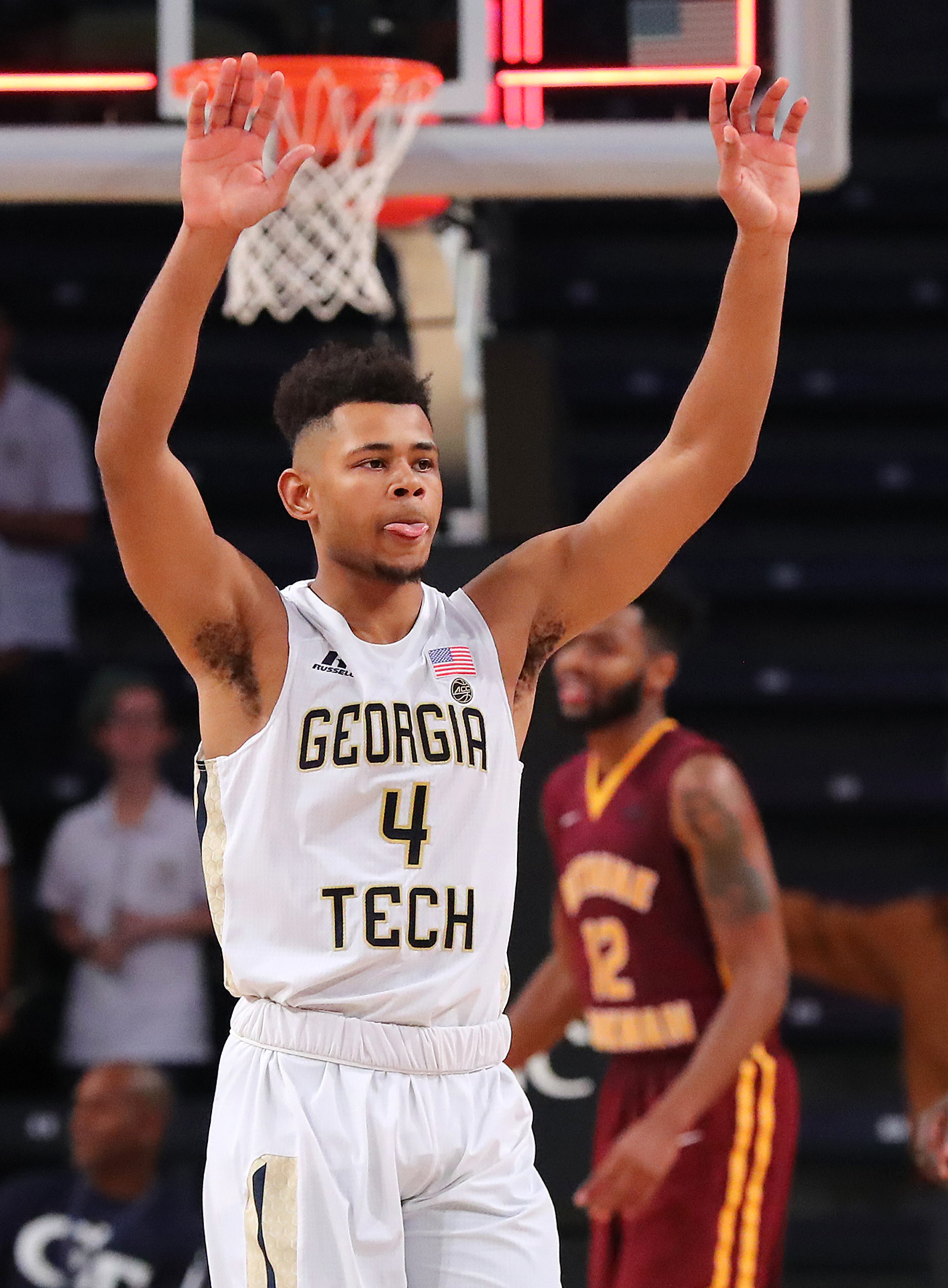 November 19, 2017 Atlanta: Georgia Tech guard Brandon Alston reacts as time expires in a 65-62 victory over Bethune-Cookman in the home opener of a NCAA college basketball game on Sunday, November 19, 2017, in Atlanta. Curtis Compton/ccompton@ajc.com