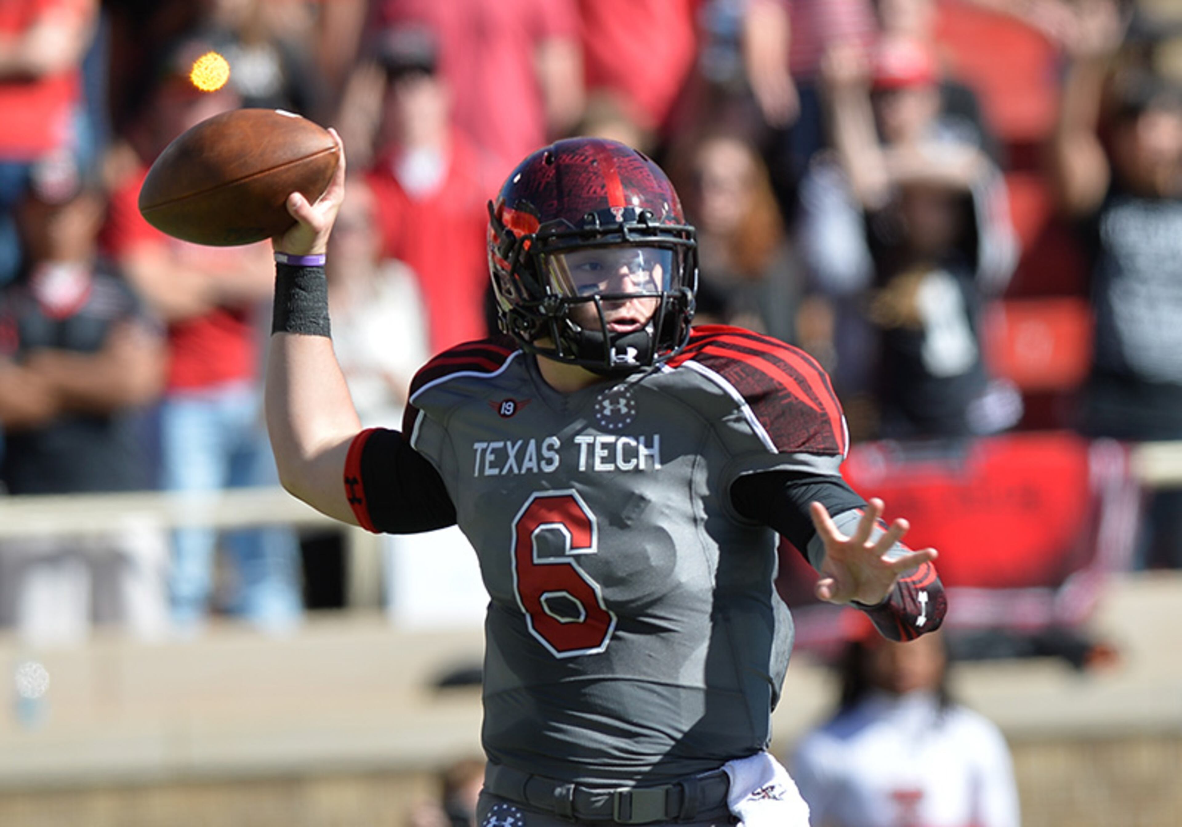 Baker Mayfield played in eight games as a freshman this past season at Texas Tech, passing for 2,315 yards and 12 touchdowns and running for 190 yards and three more scores. He has tranferred to Oklahoma.