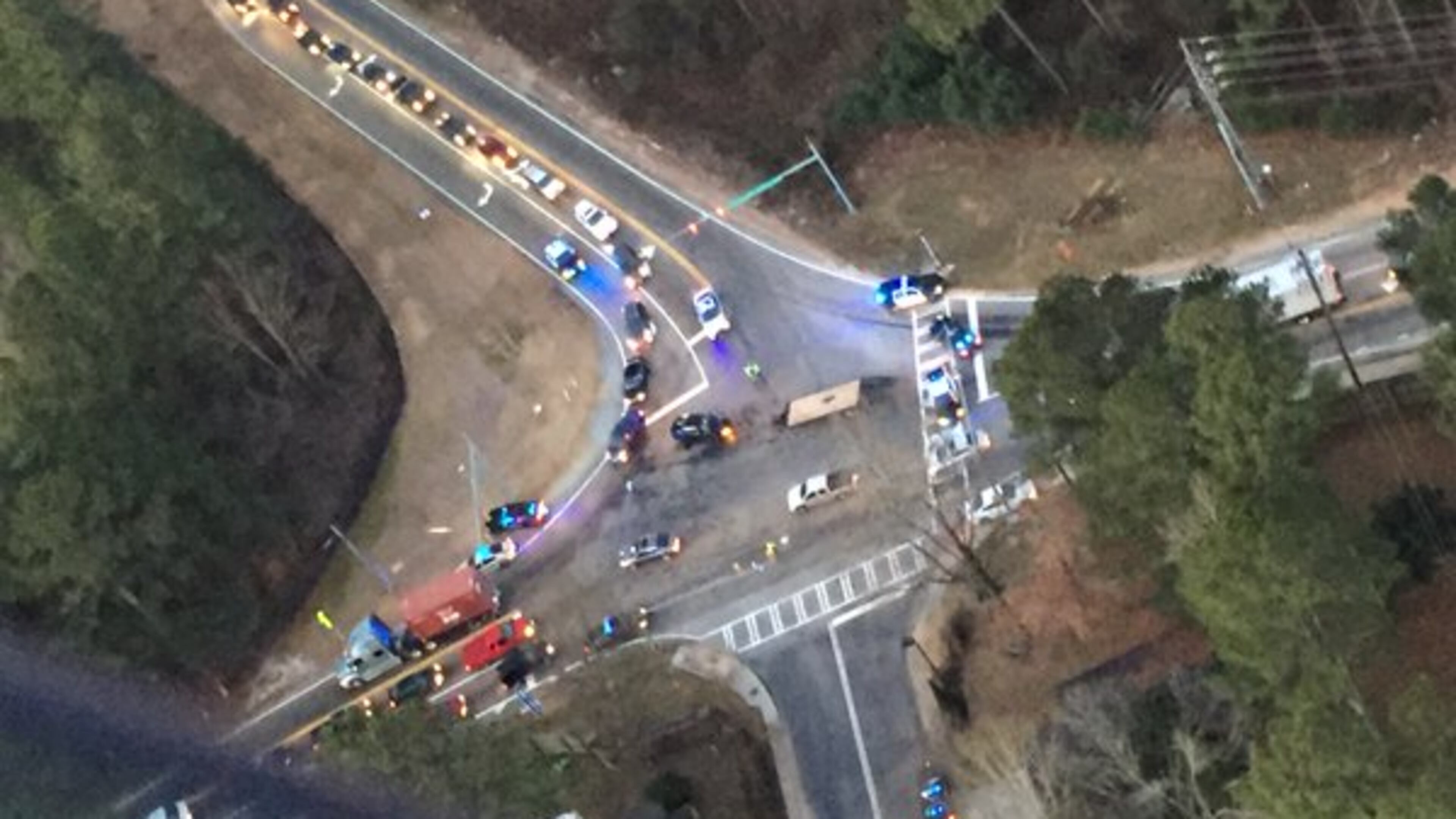 A police chase in Douglas County, near Cobb County, ended with a crash and traffic backups. (Credit: WSB 24-hour Traffic Center)