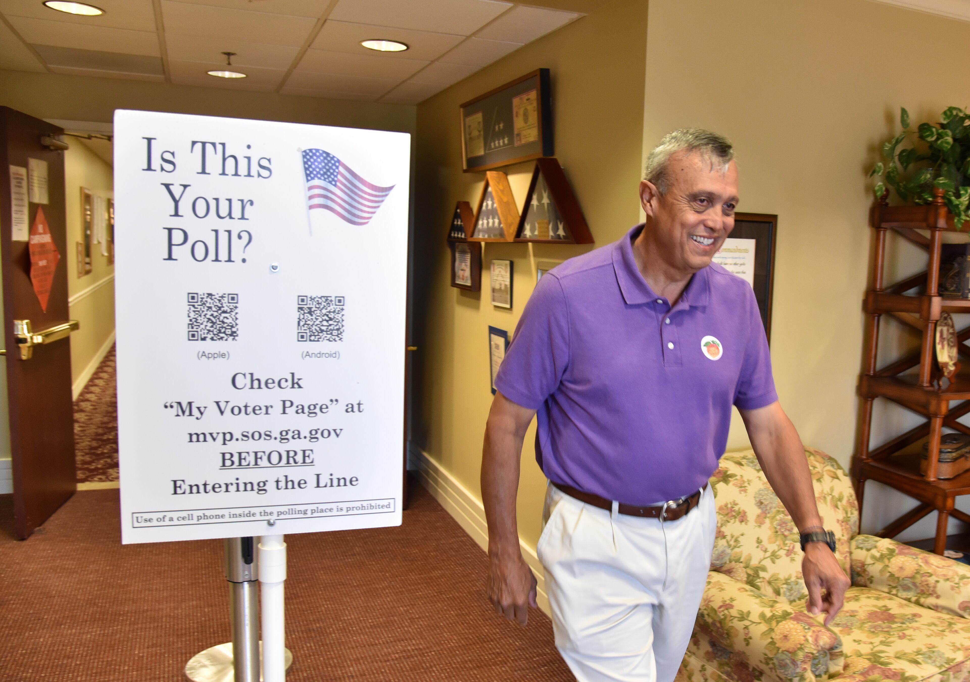Mike Boyce, candidate for Cobb Commission Chairman voted at Mt. Bethel United Methodist Church in Marietta Tuesday morning May 24, 2016.