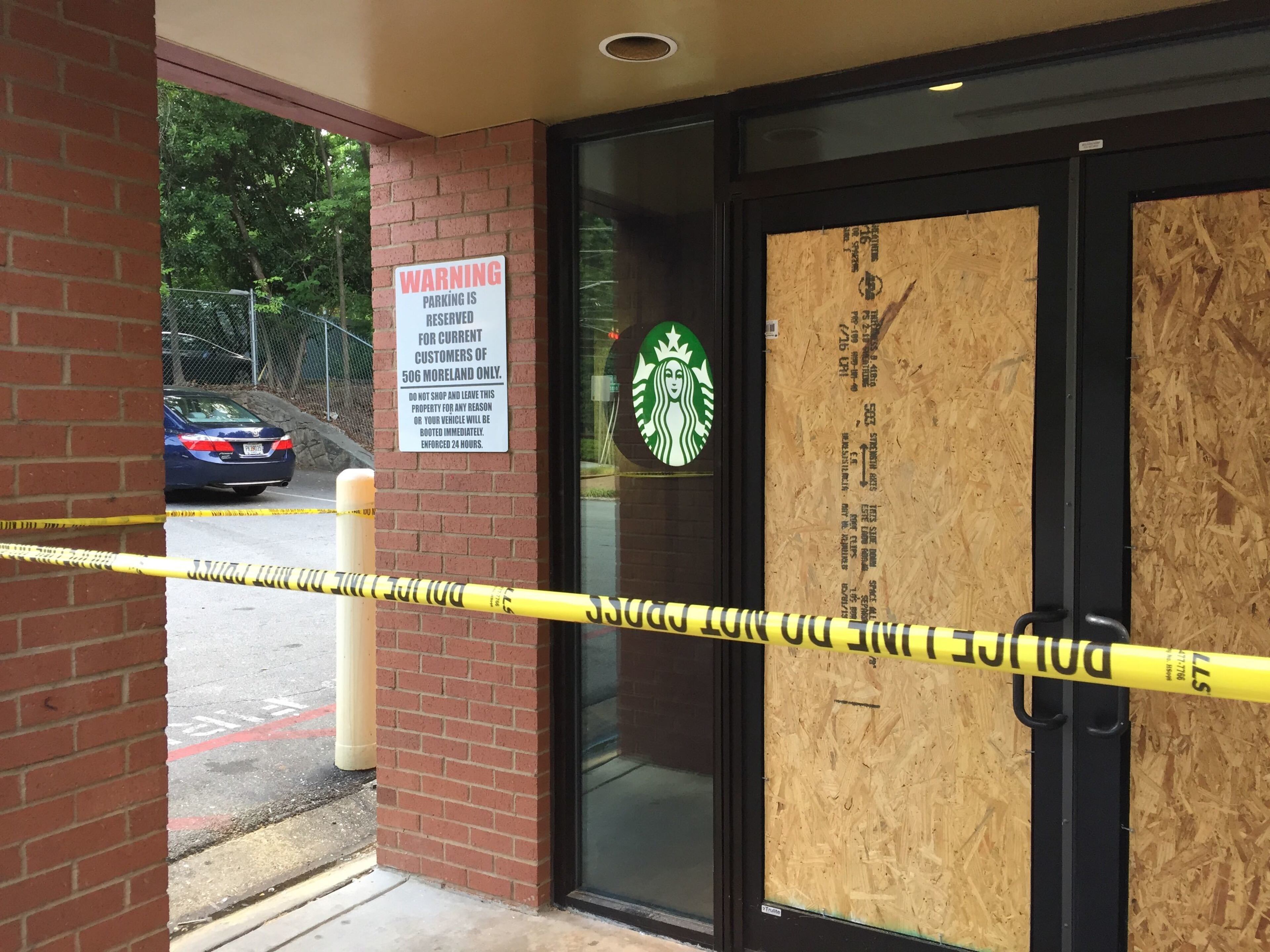 In all, the store suffered damage to several interior and cooking items, including its front doors, three windows, cash register, oven, furniture, artwork, shelves, coffee brewer, espresso machine and other store products. Atlanta police and Starbucks officials do not yet know the cost of the vandalism. (Credit: J.D. Capelouto/jdcapelouto@ajc.com)