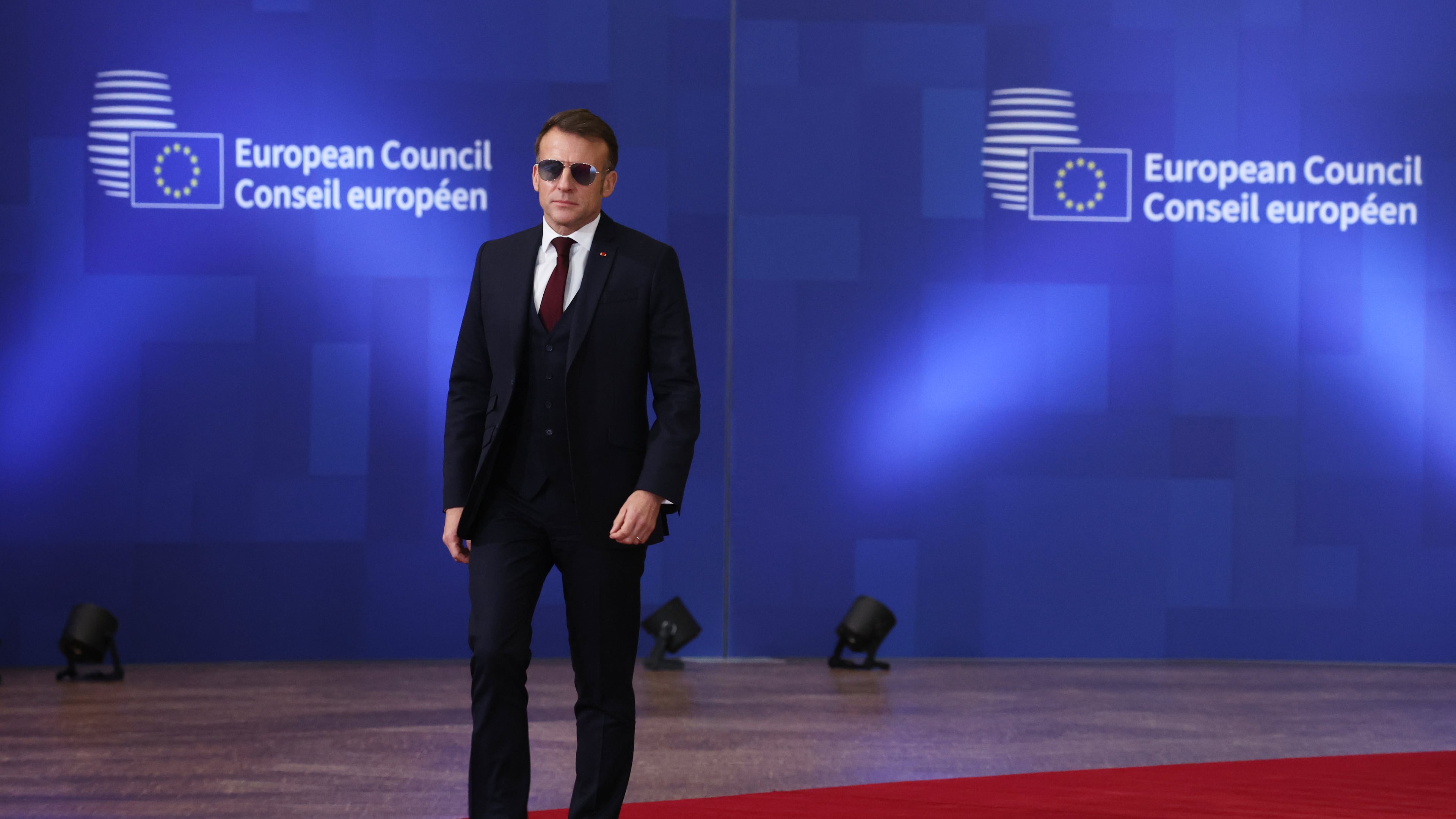French President Emmanuel Macron arrives for the EU summit in Brussels, Thursday, Jan. 22, 2026. (AP Photo/Omar Havana)