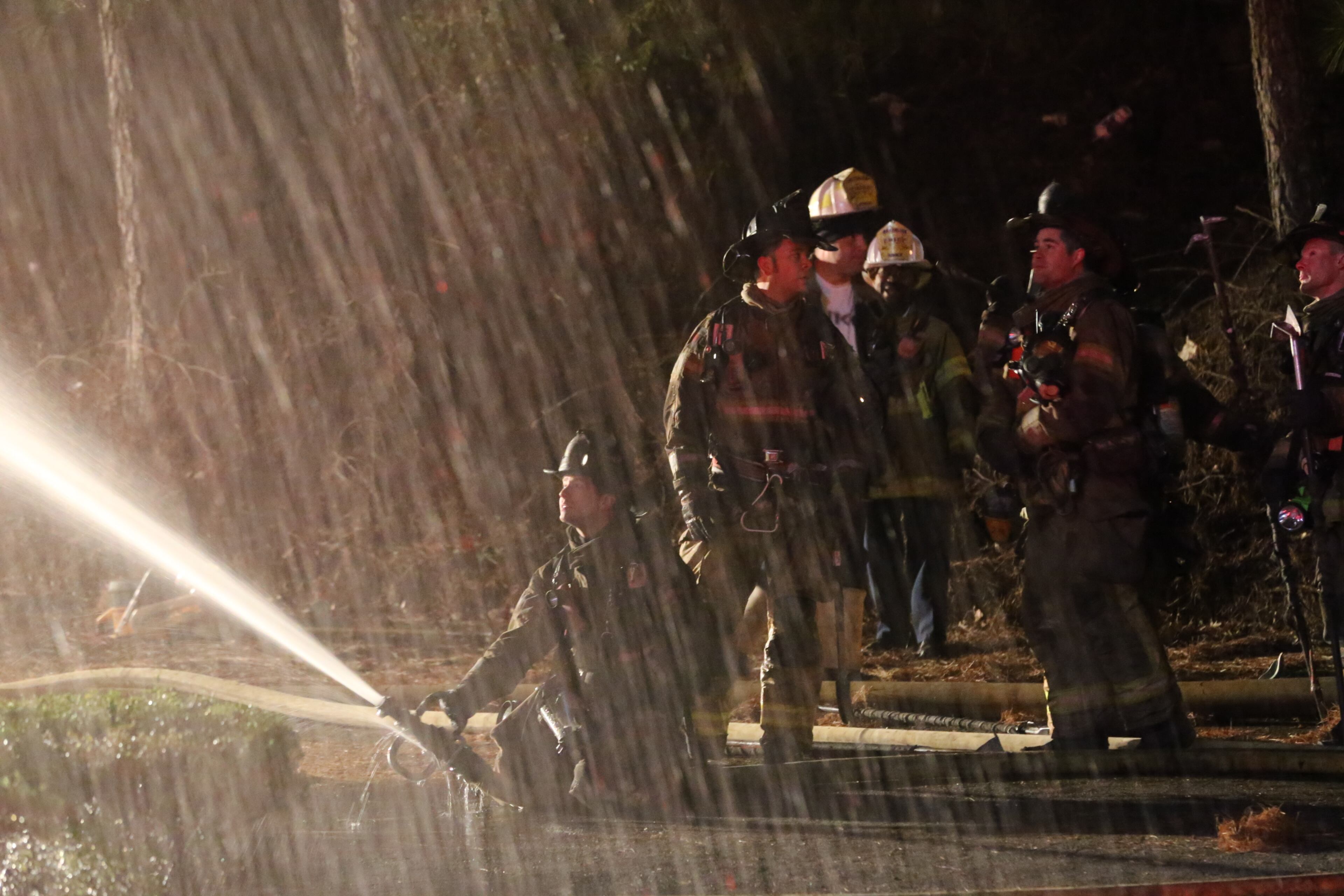DeKalb County firefighters were battling a huge fire early Tuesday in an office building on Memorial Drive. The blaze broke out before 5 a.m. in a two-story office building in the 4100 block of Memorial Drive, just inside I-285 near Covington Highway. JOHN SPINK/JSPINK@AJC.COM