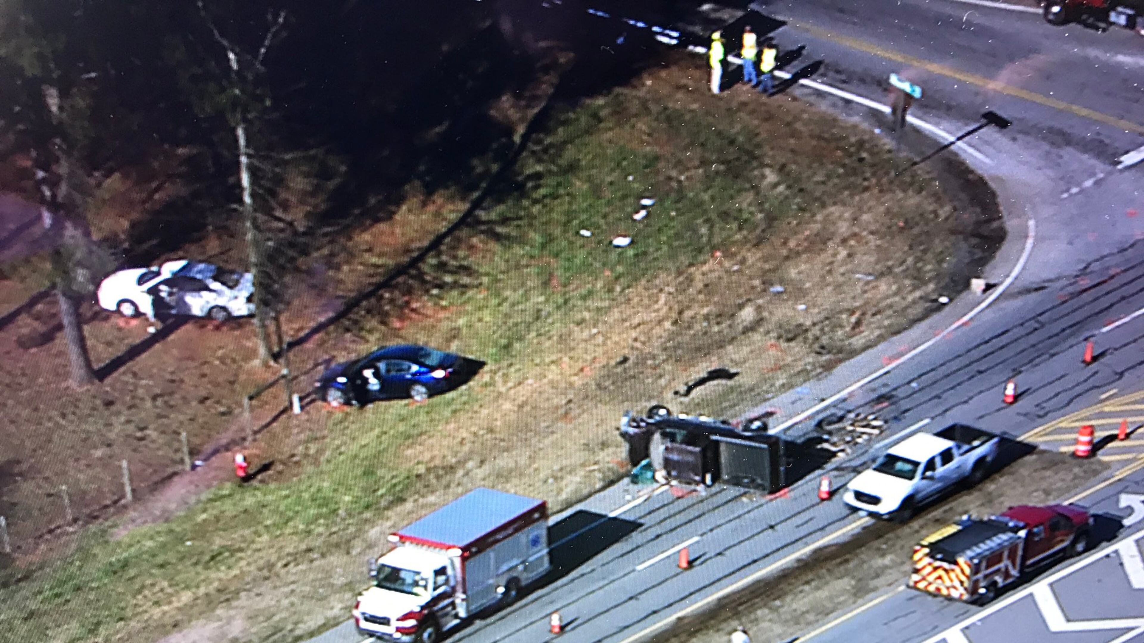 Three children were injured in a three-vehicle crash as they were heading to school in Jackson County early Thursday. (Credit: Channel 2 Action News)