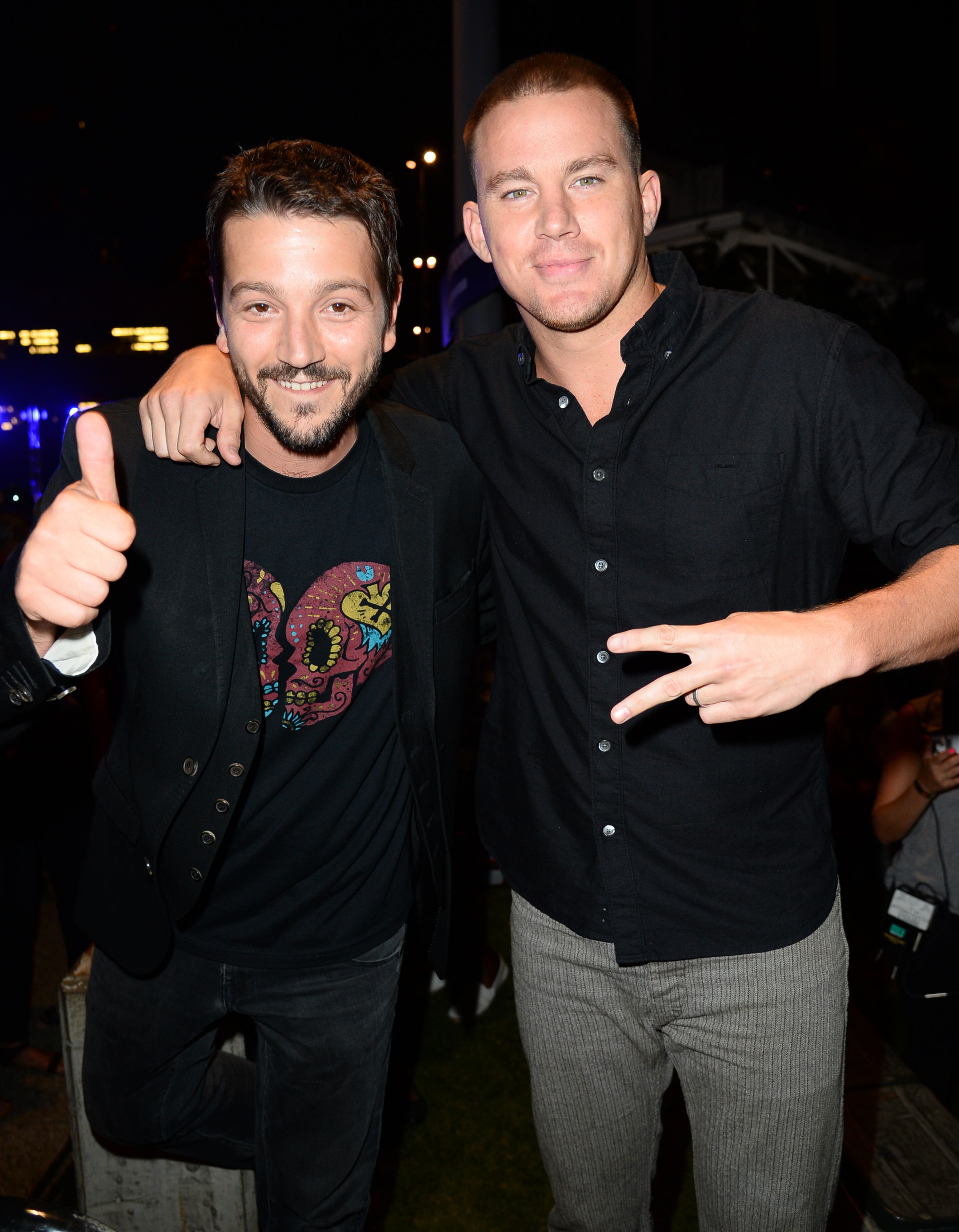 IMAGE DISTRIBUTED FOR MTV - EXCLUSIVE - Diego Luna, left, and Channing Tatum attend the mtvU Fandom Awards at MTV Fan Fest at Comic-Con on Thursday, July 24, 2014, in San Diego. (Photo by Jordan Strauss/Invision for MTV/AP Images)