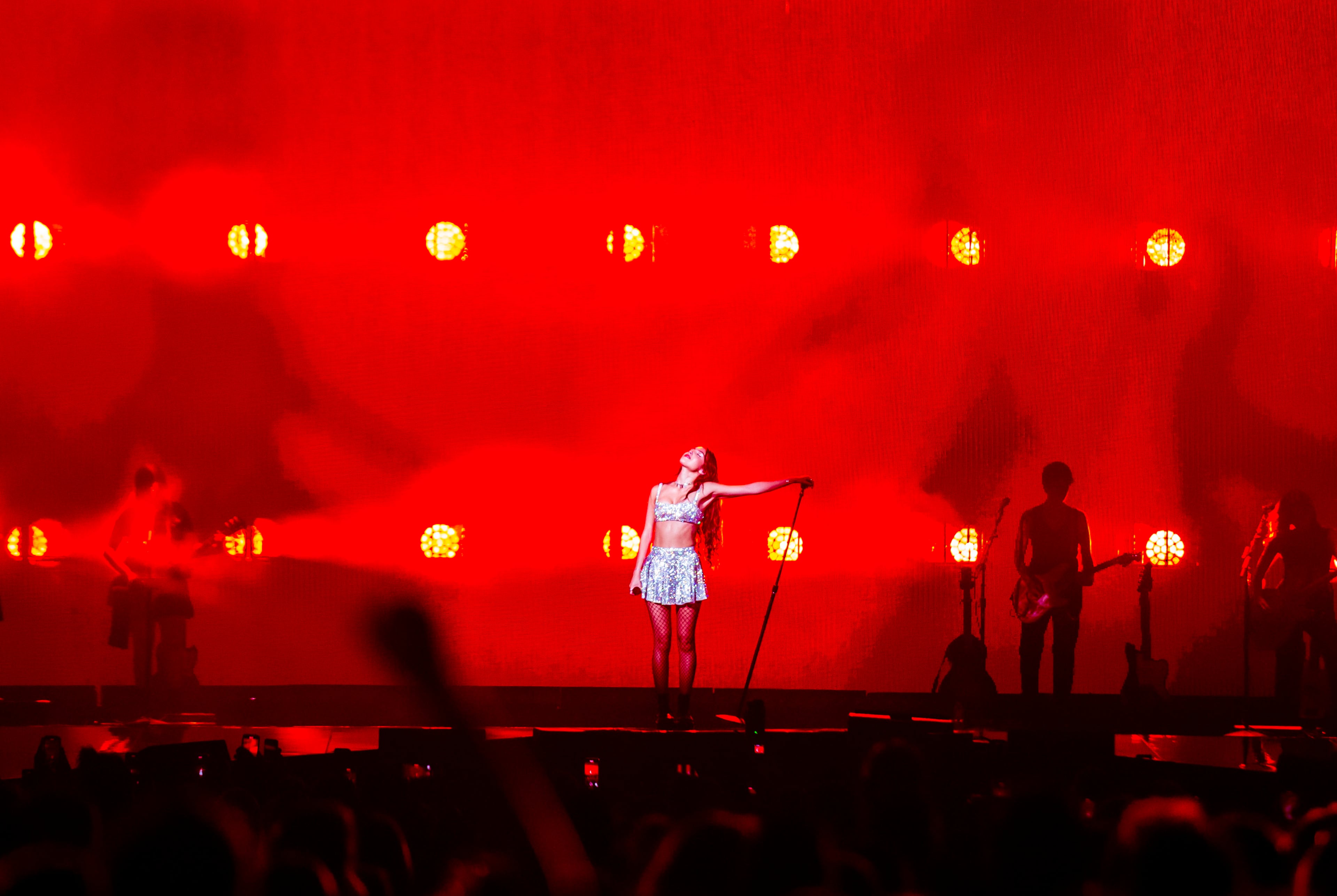 Olivia Rodrigo sings to a sold-out crowd of screaming fans at State Farm Arena on Tuesday July 23, 2024. (RYAN FLEISHER FOR THE ATLANTA JOURNAL-CONSTITUTION)