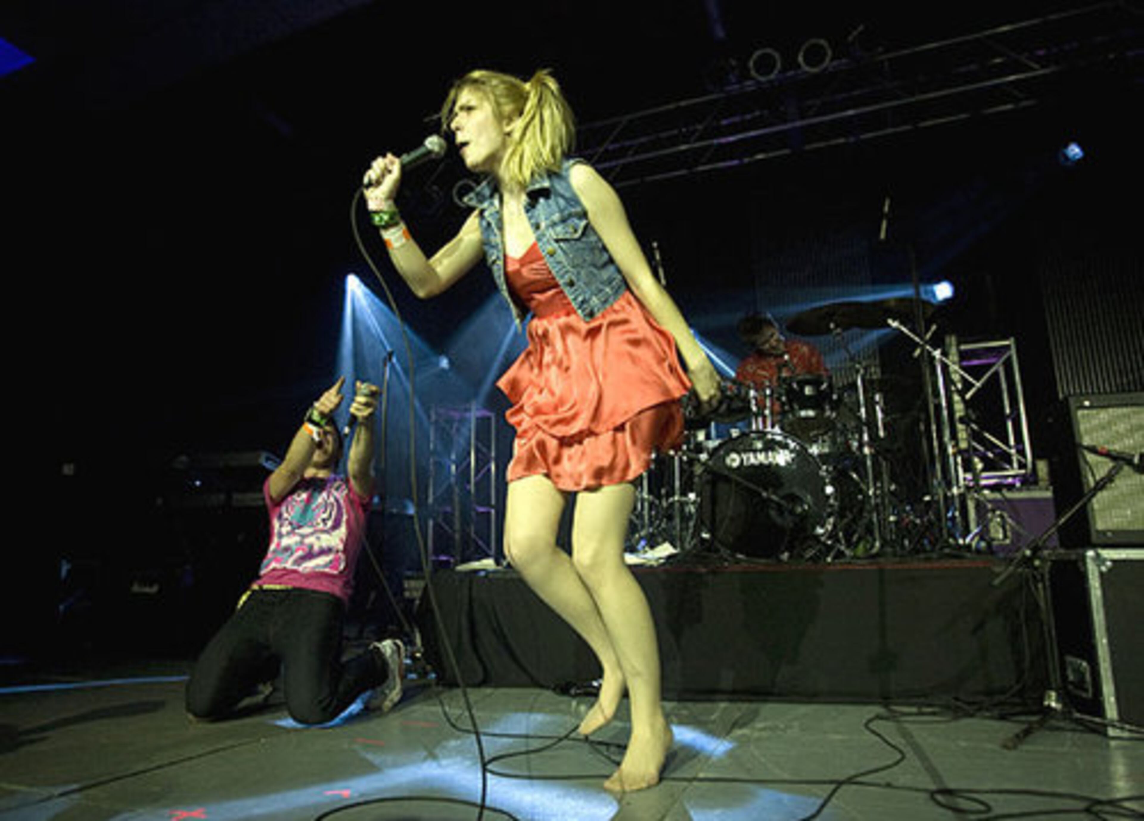 Natalie Portman's Shaved Head play during the Perez Hilton party at SXSW.