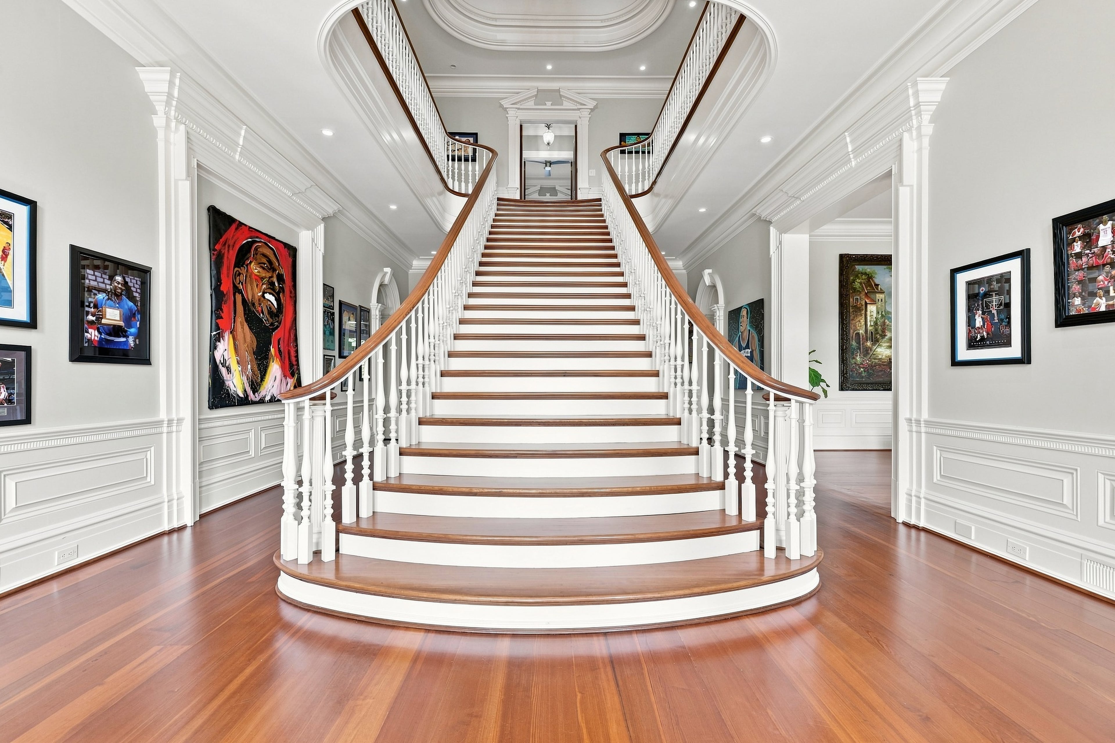 Artwork featuring NBA great Dwight Howard is displayed in his Suwanee home's foyer. (Courtesy of HomeSmart)
