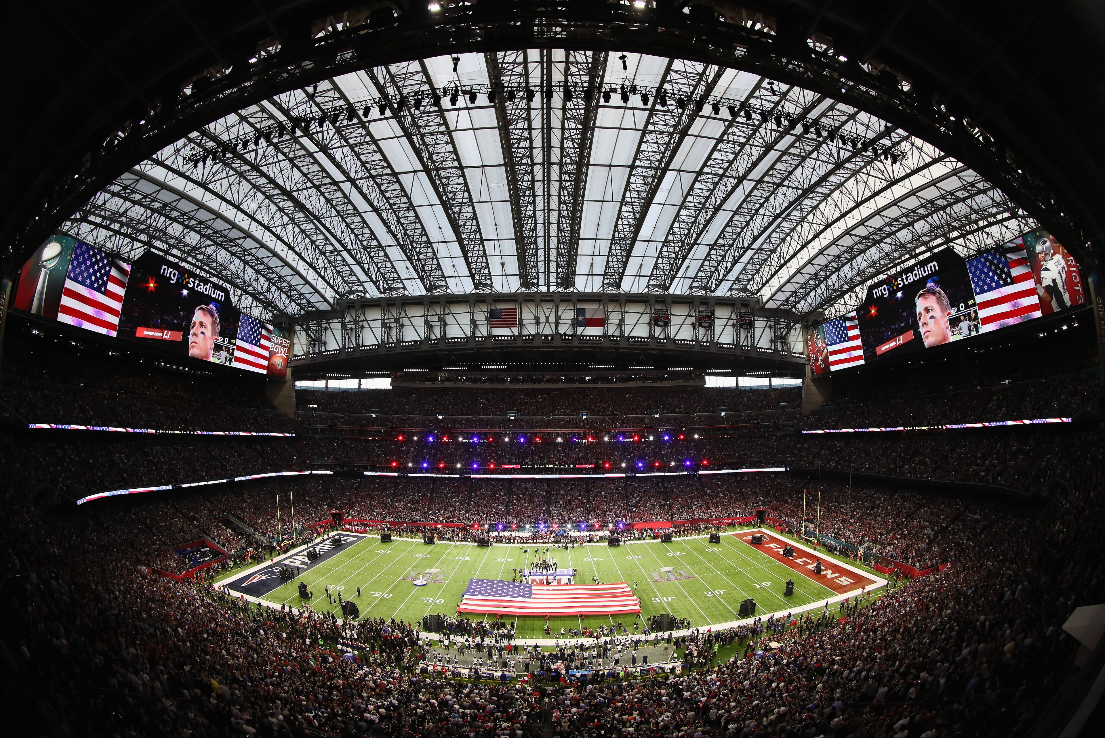 HOUSTON, TX - FEBRUARY 05: A general view of the field during the National Anthem prior to Super Bowl 51 between the New England Patriots and the Atlanta Falcons at NRG Stadium on February 5, 2017 in Houston, Texas. (Photo by Ezra Shaw/Getty Images)