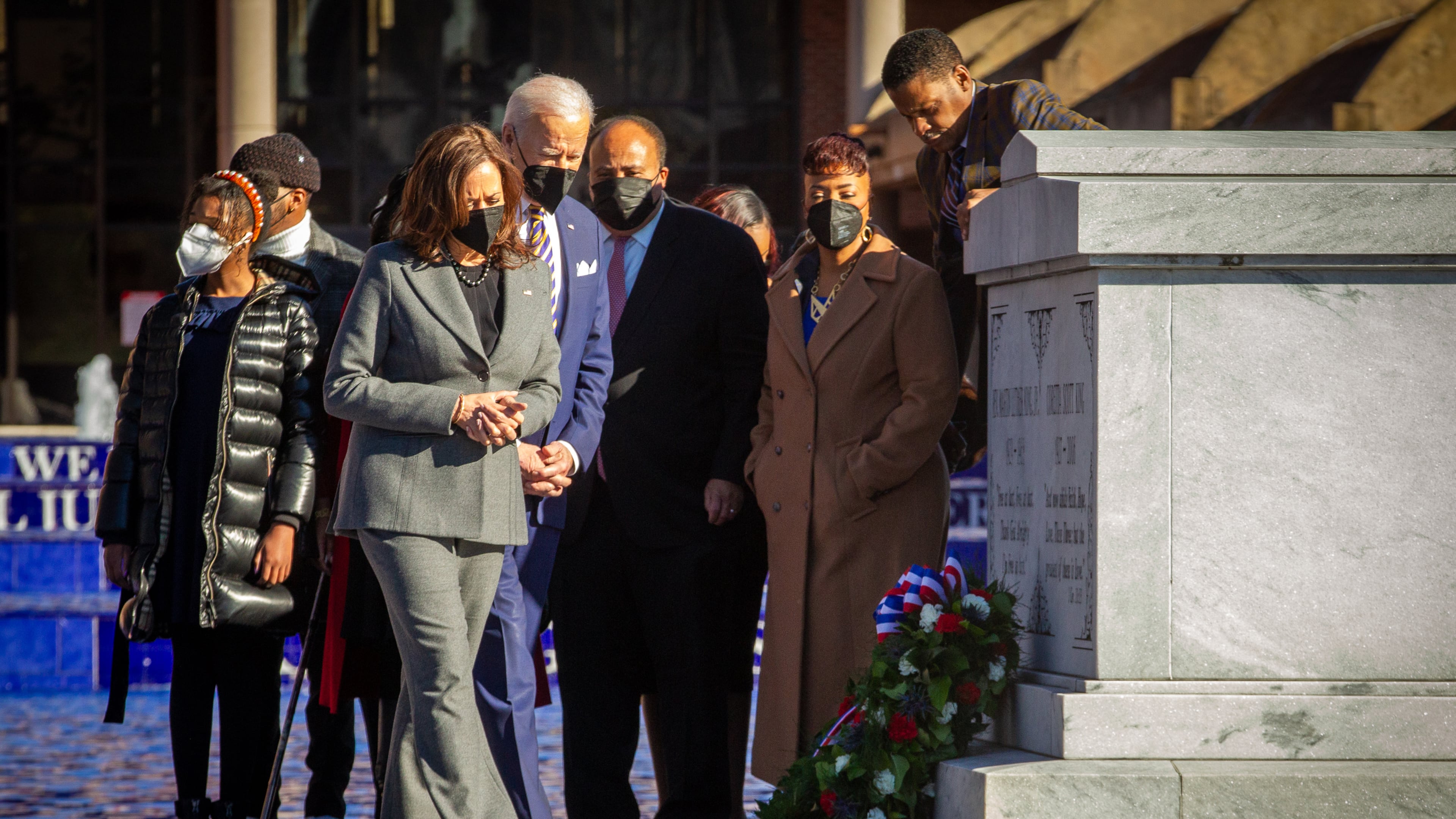 President Joe Biden and Vice President Kamala Harris visit the King Center to promote voting rights legislation Tuesday, January 11, 2021. STEVE SCHAEFER FOR THE ATLANTA JOURNAL-CONSTITUTION