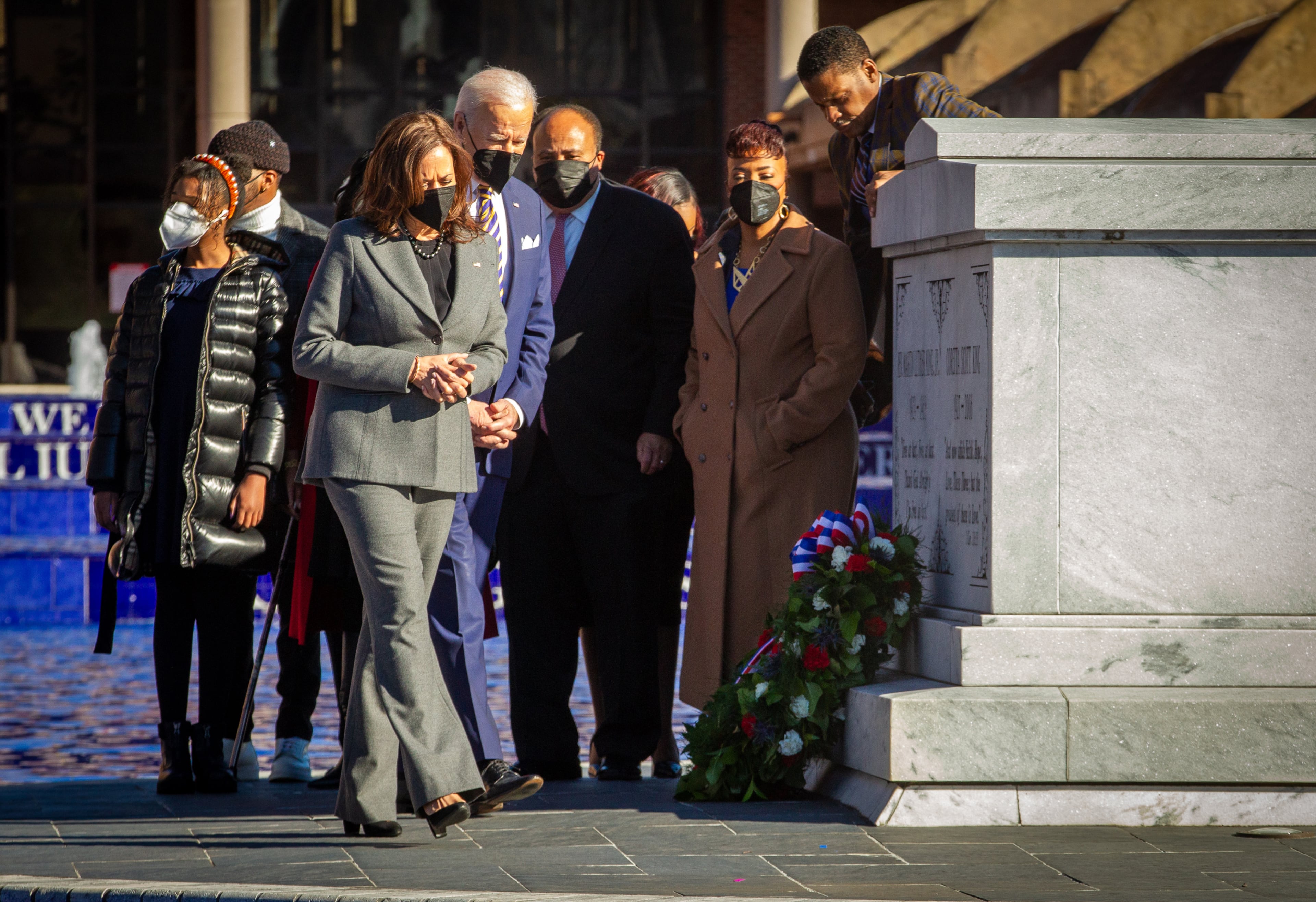 President Joe Biden and Vice President Kamala Harris visit the King Center to promote voting rights legislation Tuesday, January 11, 2021. STEVE SCHAEFER FOR THE ATLANTA JOURNAL-CONSTITUTION