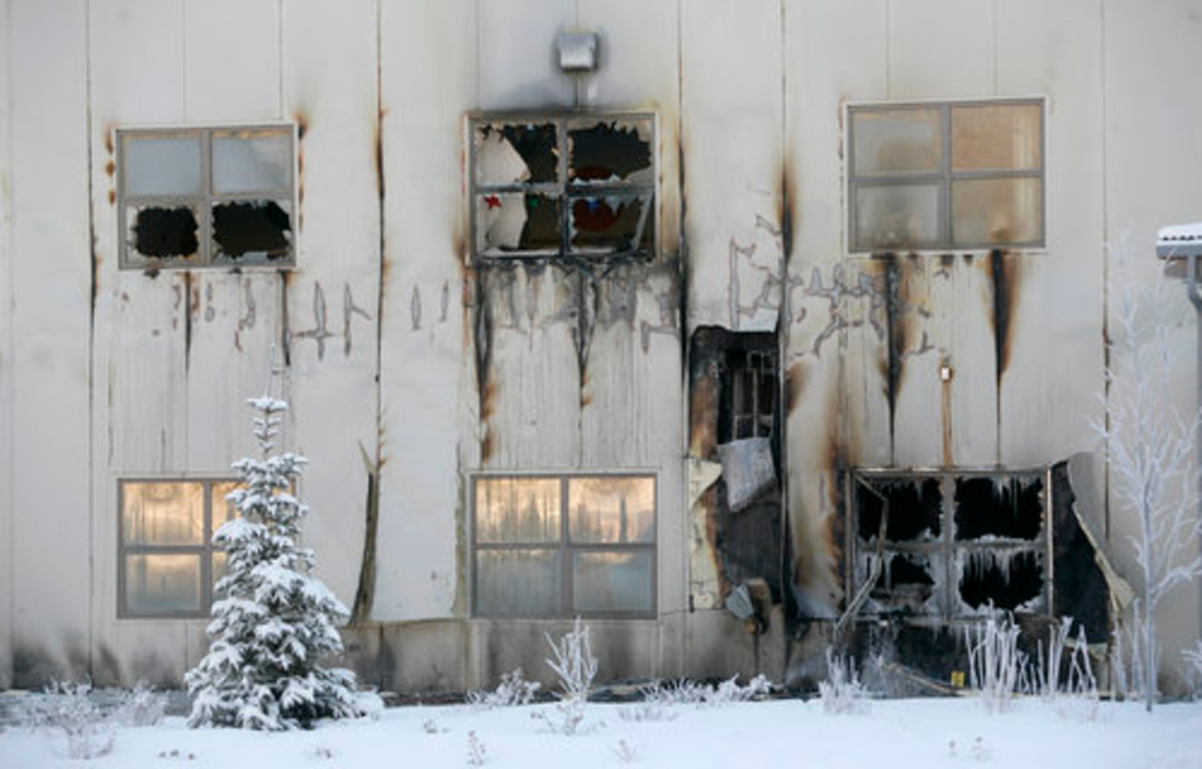 The fire was set at the entrance of the church and moved inward. Outside temperatures were minus 20 as firefighters battled the blaze.