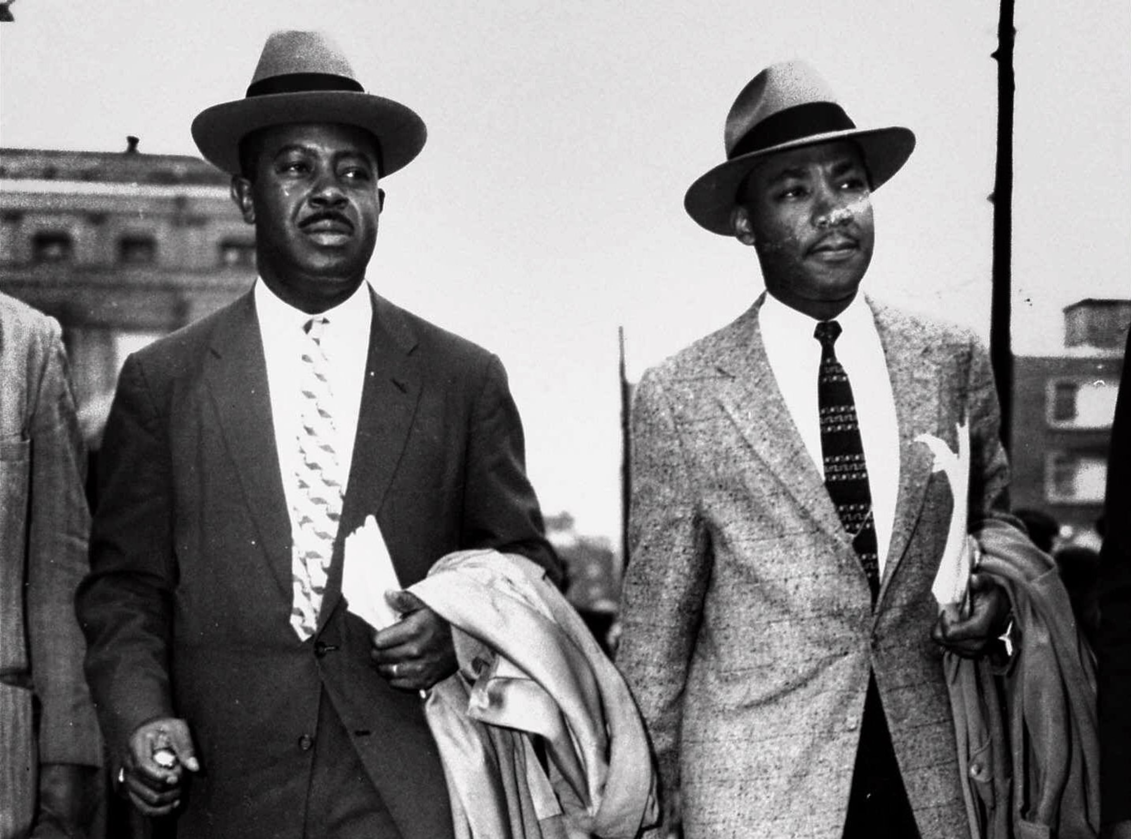 1956: Ralph David Abernathy was Martin Luther King, Jr.'s right-hand man throughout the Civil Rights Movement, often at his side during speeches, key meetings, marches, rallies and arrests. Abernathy was a mentor and close aide to King during the Montgomery Bus Boycott, and co-founded the Southern Christian Leadership Conference. This photo was taken in Montgomery, Ala. in the aftermath of the boycott. Click here for more from the Abernathy family history. (AP file)