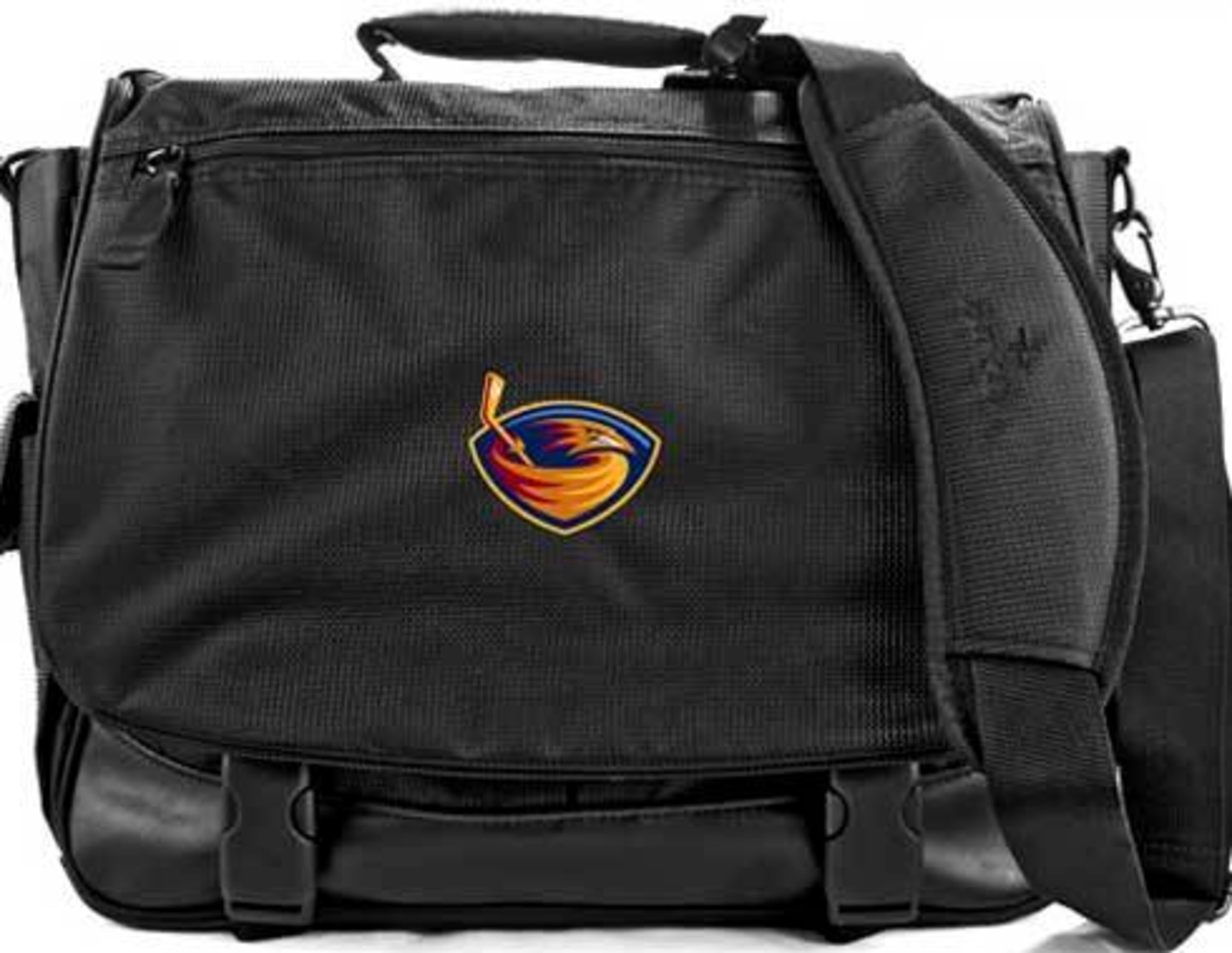 Thrashers fans can take their love for Blueland wherever they go with this official NHL nylon messenger bag big enough for a laptop and other business items. Order for $94.99 at shop.nhl. com.
