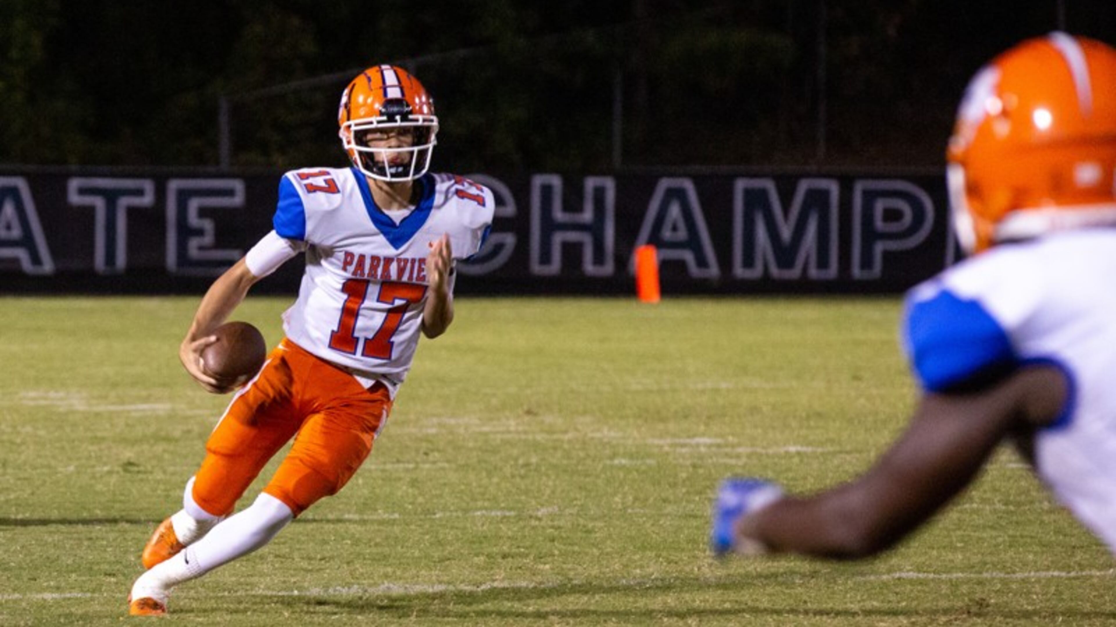 Parkview's Jordan Williams (17) carries the ball during Friday's game against Norcross. (Rebecca Wright/For the AJC)