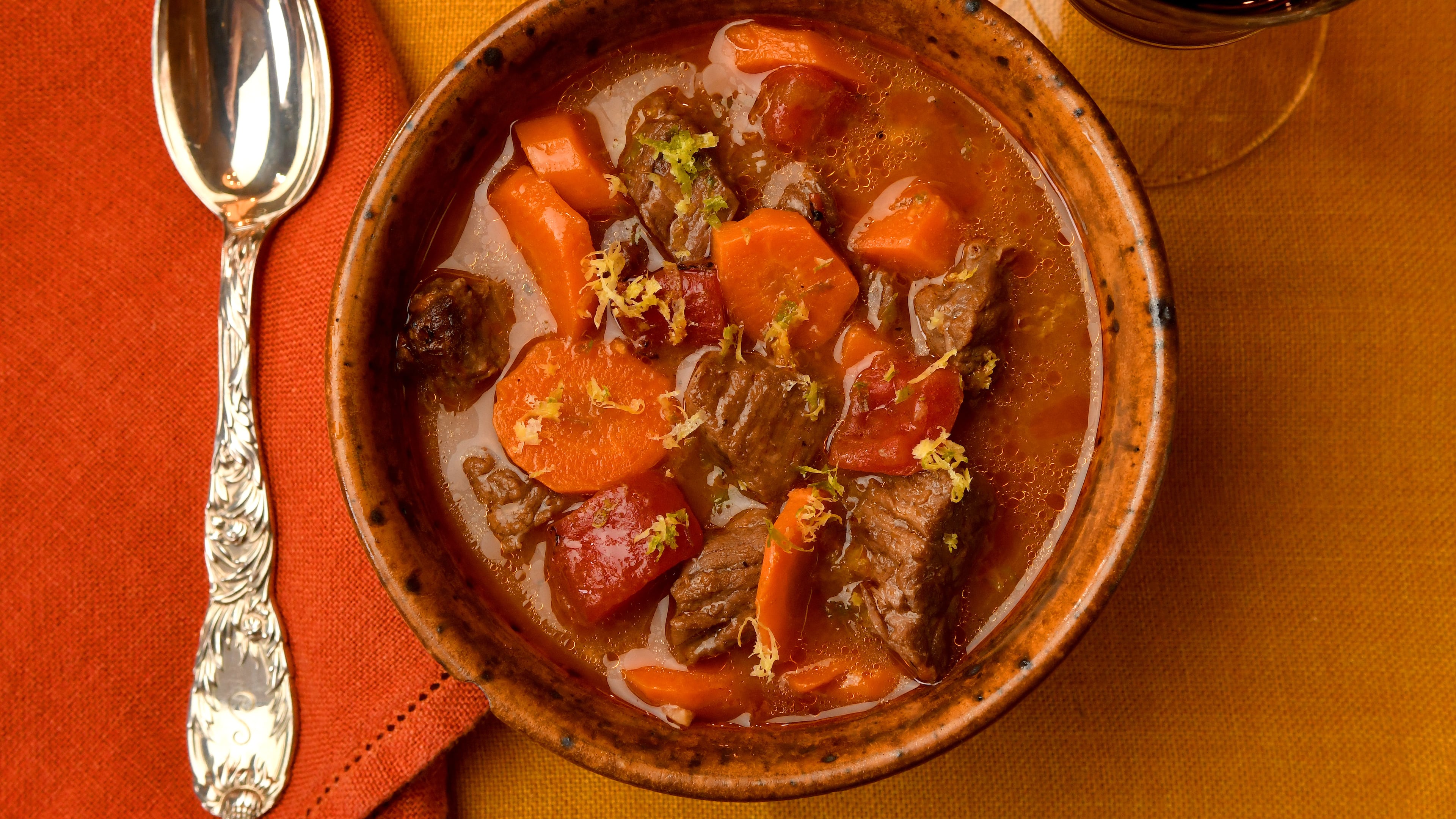 "Fricton maxx" this snowy weekend by spending extra time in the kitchen. Make this Lemon-Lime Beef and Carrot Stew. (Chris Hunt for the AJC)