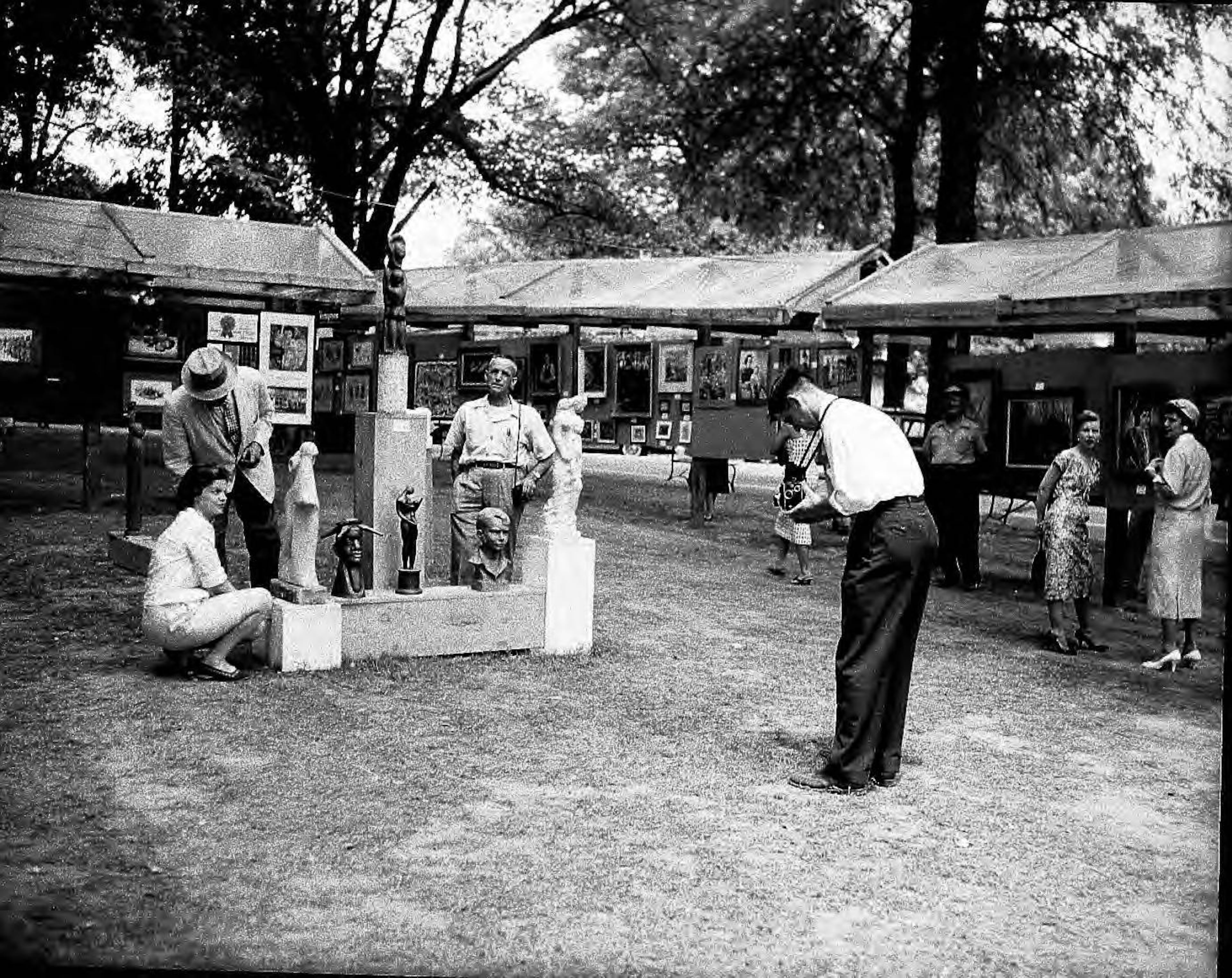 A selection of sculptures on view at an arrt show in Piedmont Park in May 1958. LBCE8-027c, Lane Brothers Commercial Photographers Photographic Collection, 1920-1976. Photographic Collection, Special Collections and Archives, Georgia State University Library.