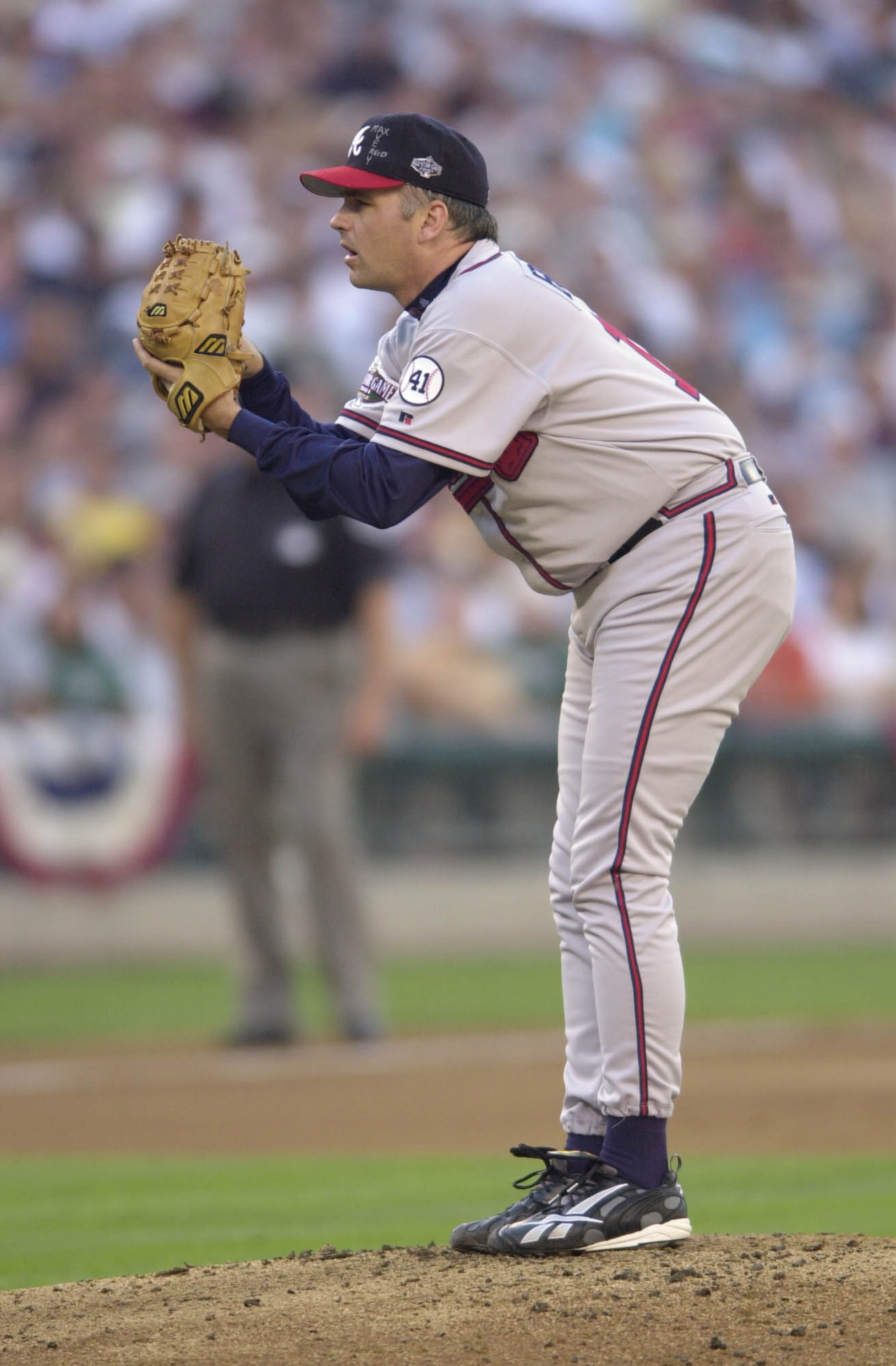 John Burkett prepares to pitch during the 2001 game.