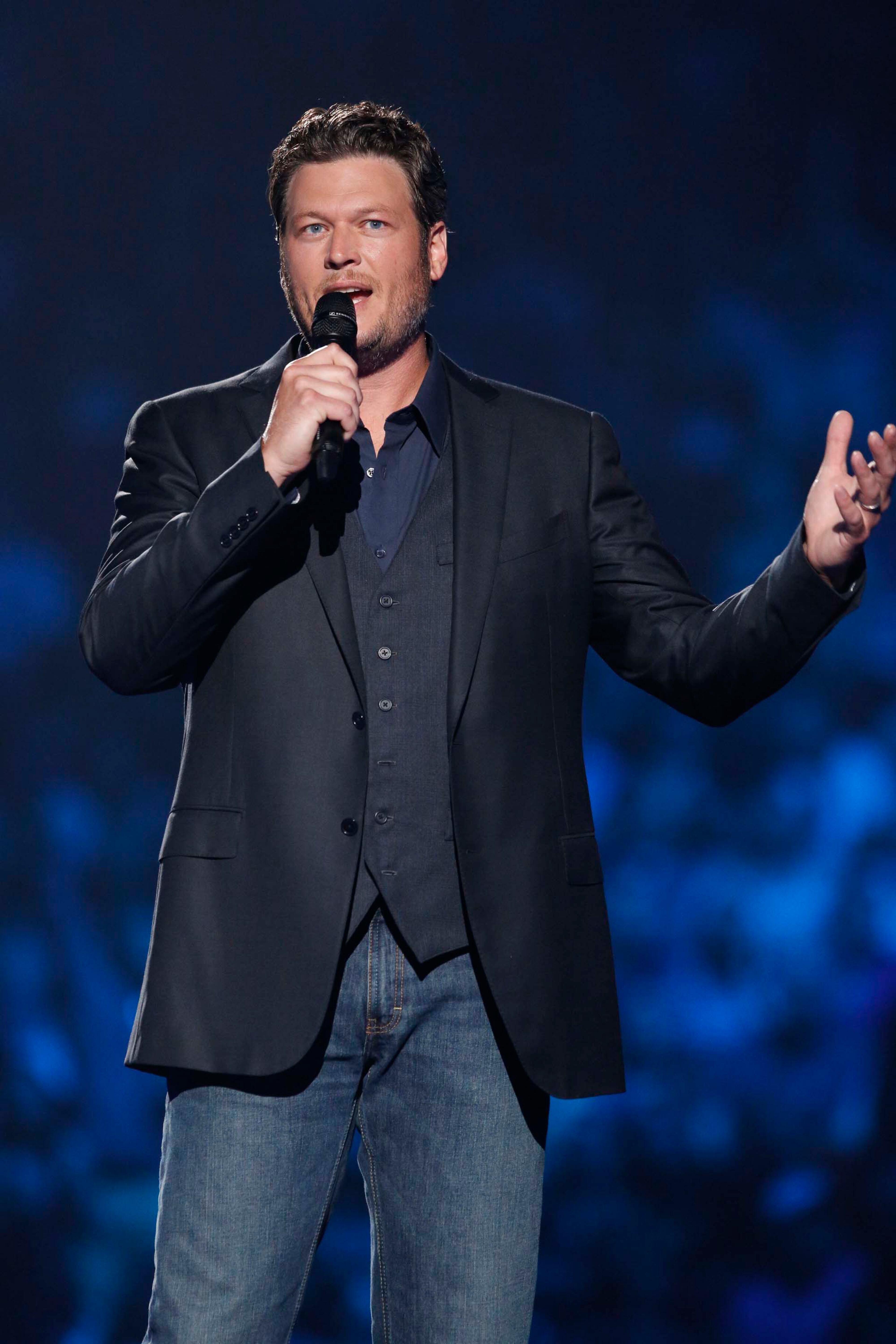 Blake Shelton during the Healing in the Heartland: Relief Benefit Concert at the Chesapeake Energy Arena in Oklahoma City, Okla., Wednesday, May 29,2013. Funds raised by the benefit will go to the United Way of Central Oklahoma, for recovery efforts for those affected by the May 20 tornado. (AP Photo/NBC, Trae Patton)