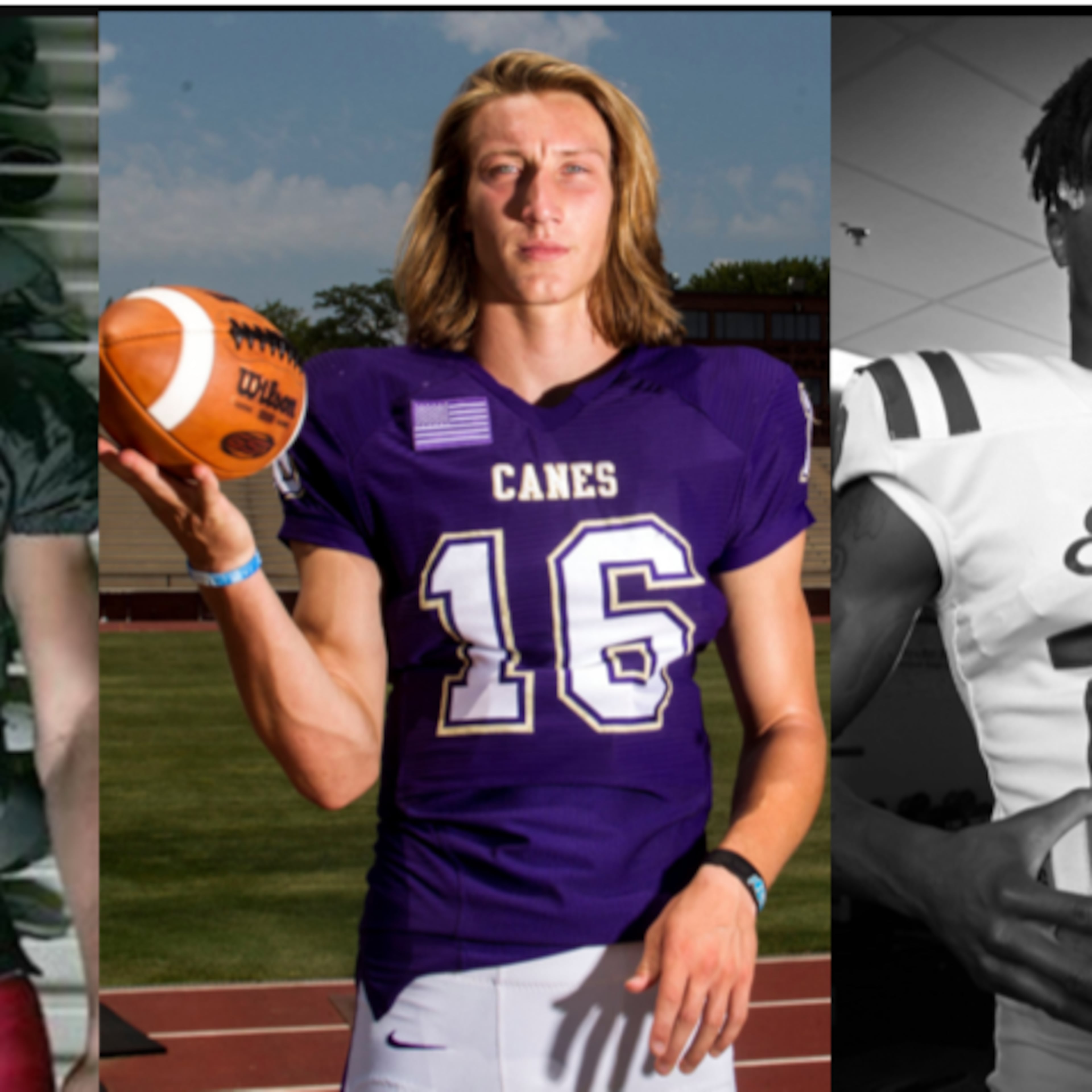 Eric Berry (from left), Trevor Lawrence and Travis Hunter are former AJC all-classification football players of the year from different decades who became college All-Americans and top-five NFL draft picks.