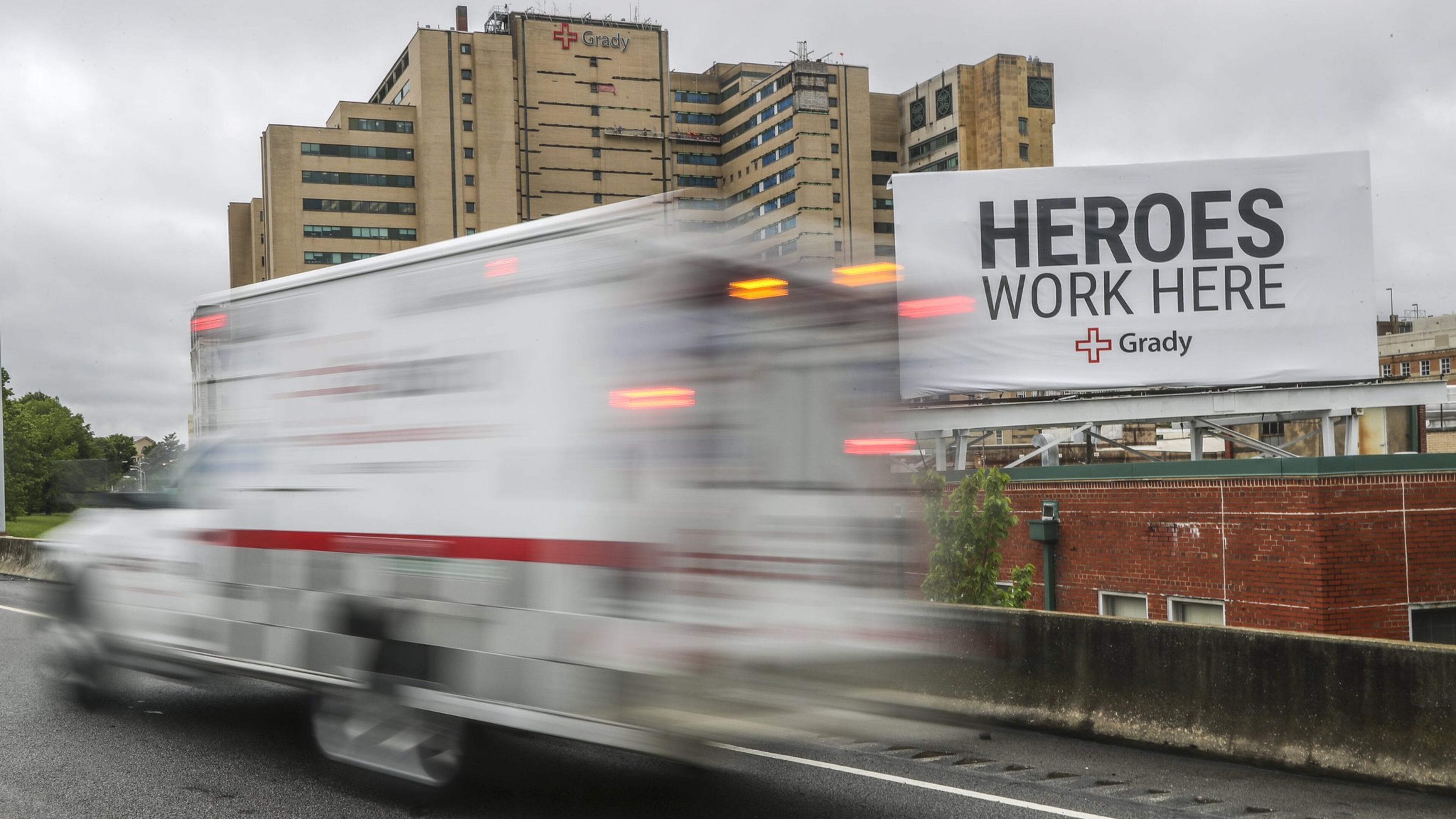 April 20, 2020 Atlanta: A billboard near Grady Memorial Hospital. JOHN SPINK/JSPINK@AJC.COM