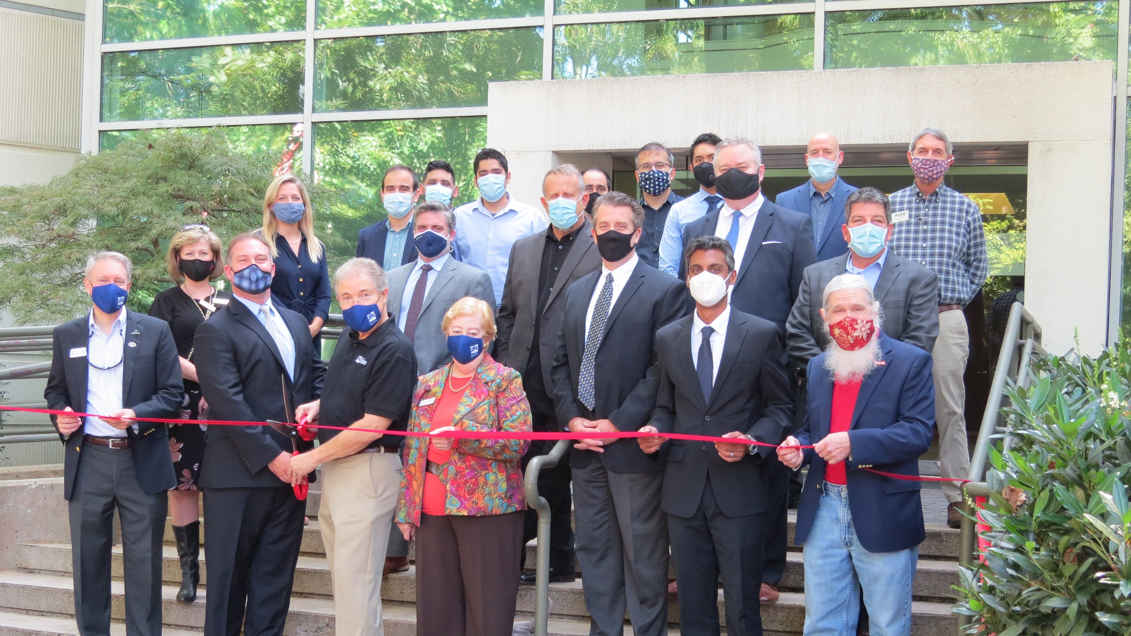 Fusus celebrated the opening of its new office with an official ribbon cutting ceremony on Oct. 1 with Peachtree Corners Mayor Mike Mason, Mayor Pro Tem Weare Gratwick and Councilmember Lorri Christopher. (Courtesy Fusus)