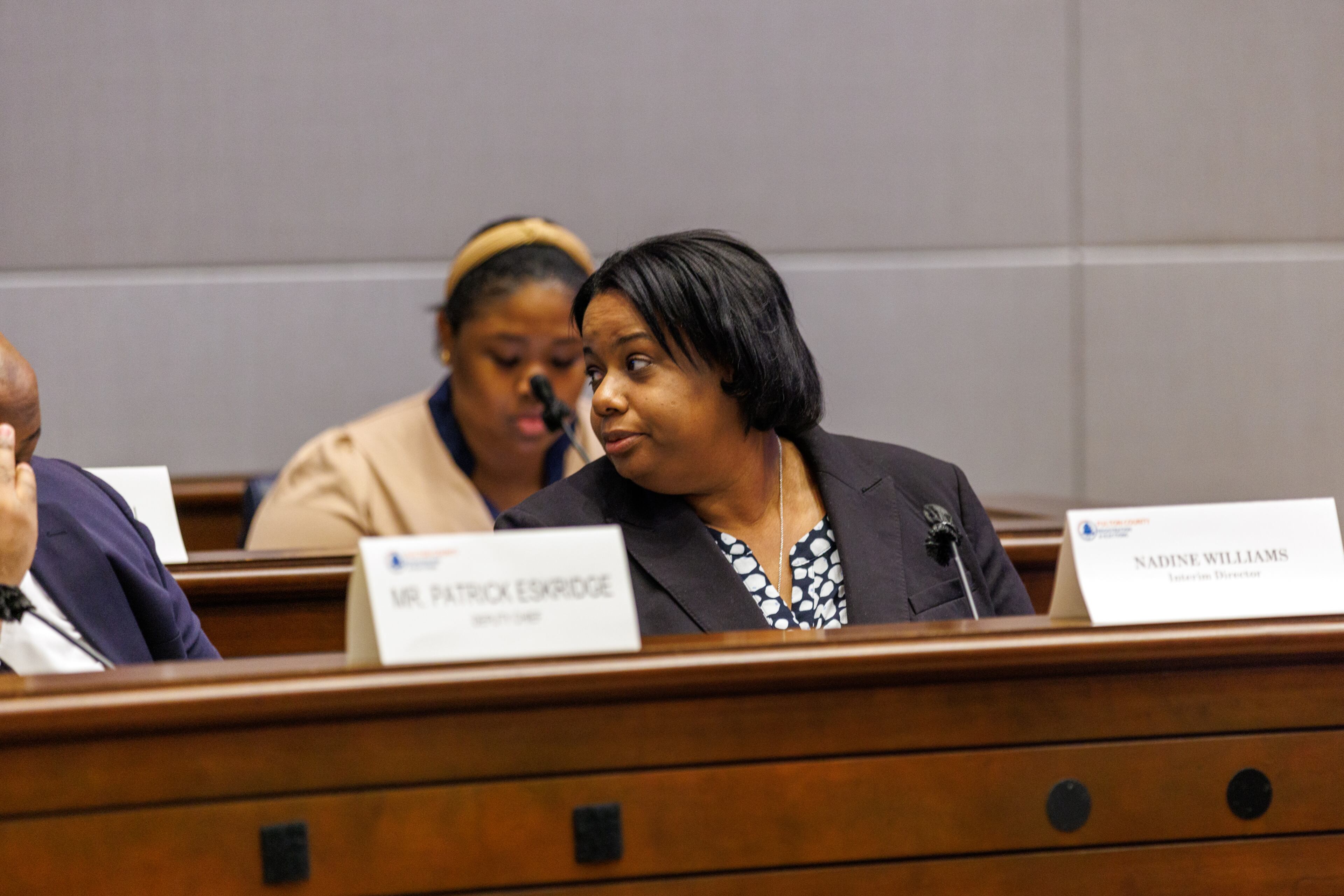 Fulton County interim elections director Nadine Williams attends a meeting of the Fulton County Board of Registration and Elections in Atlanta on Monday, June 27, 2022. The board met to certify the June general primary run-off election. (Arvin Temkar / arvin.temkar@ajc.com)