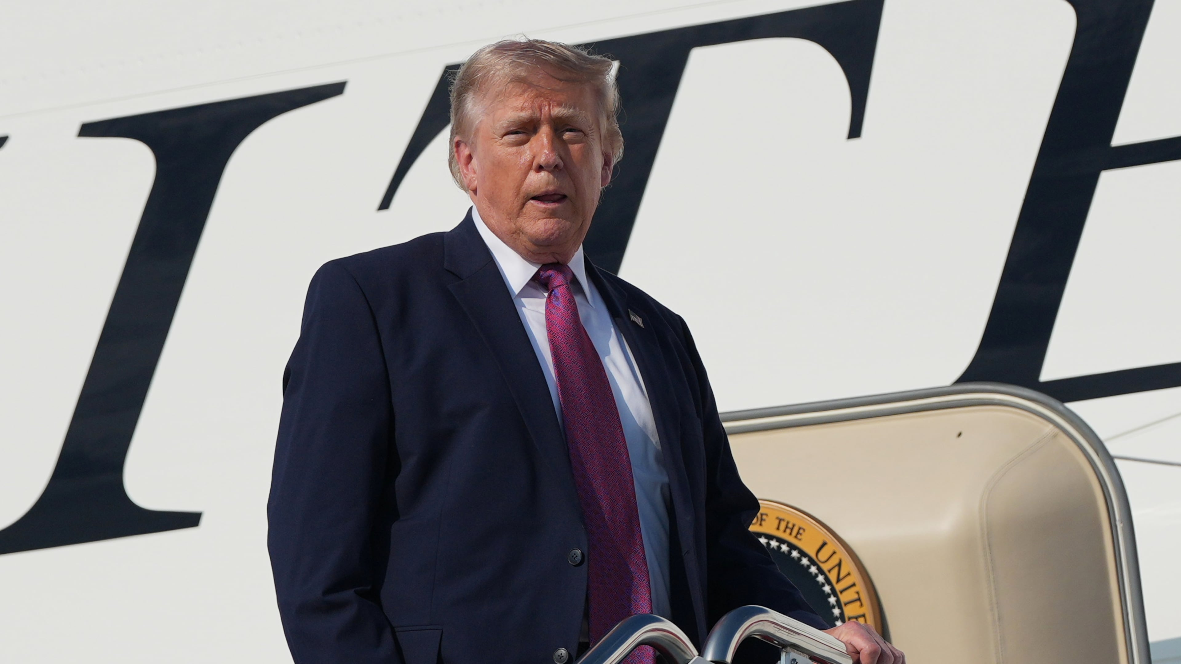 President Donald Trump boards Air Force One, Friday, July 3, 2026, at Joint Base Andrews, Md. , for a trip to Mt. Rushmore. (AP Photo/Alex Brandon)
