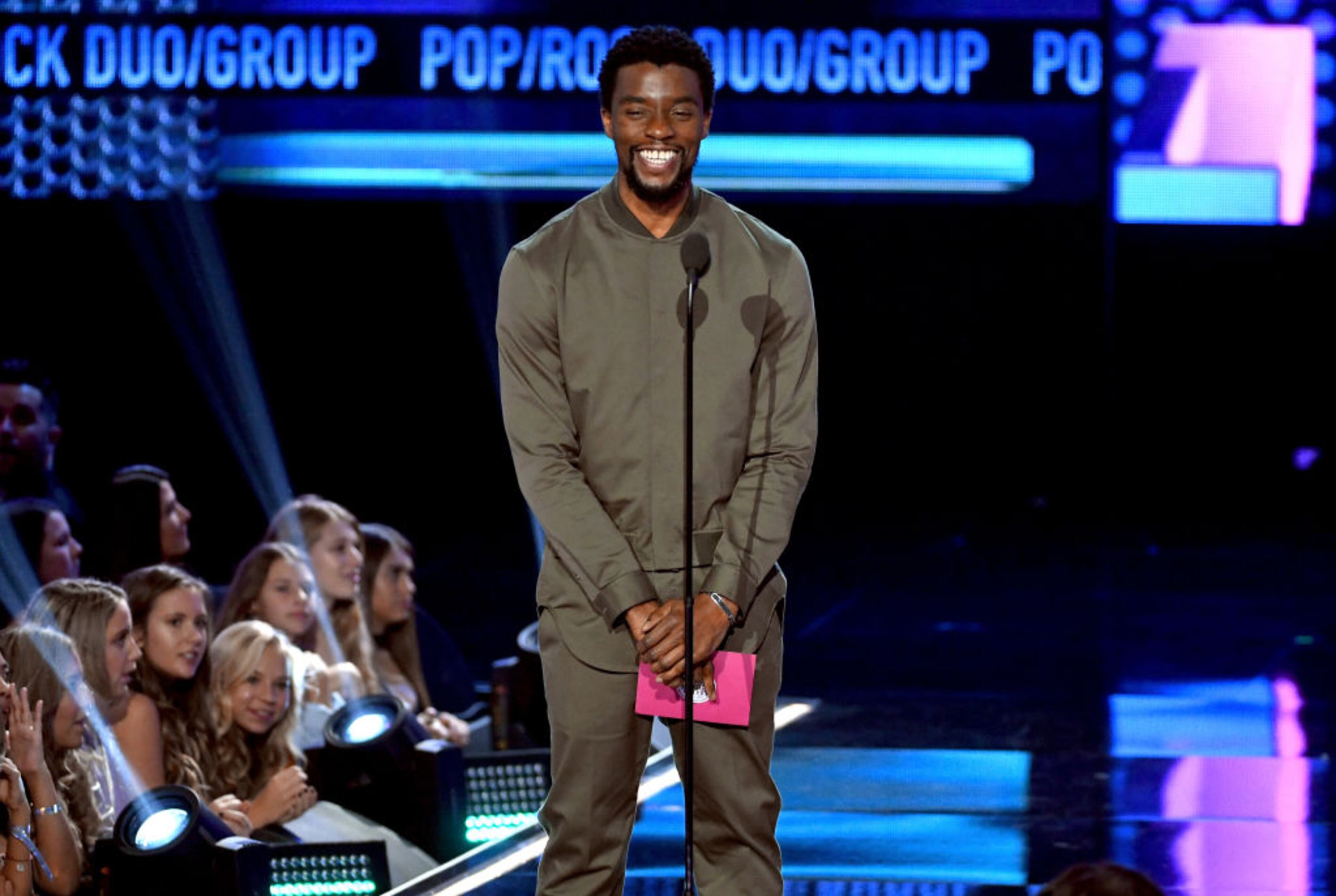 LOS ANGELES, CA - NOVEMBER 19: Chadwick Boseman speaks onstage during the 2017 American Music Awards at Microsoft Theater on November 19, 2017 in Los Angeles, California. (Photo by Kevin Winter/Getty Images)