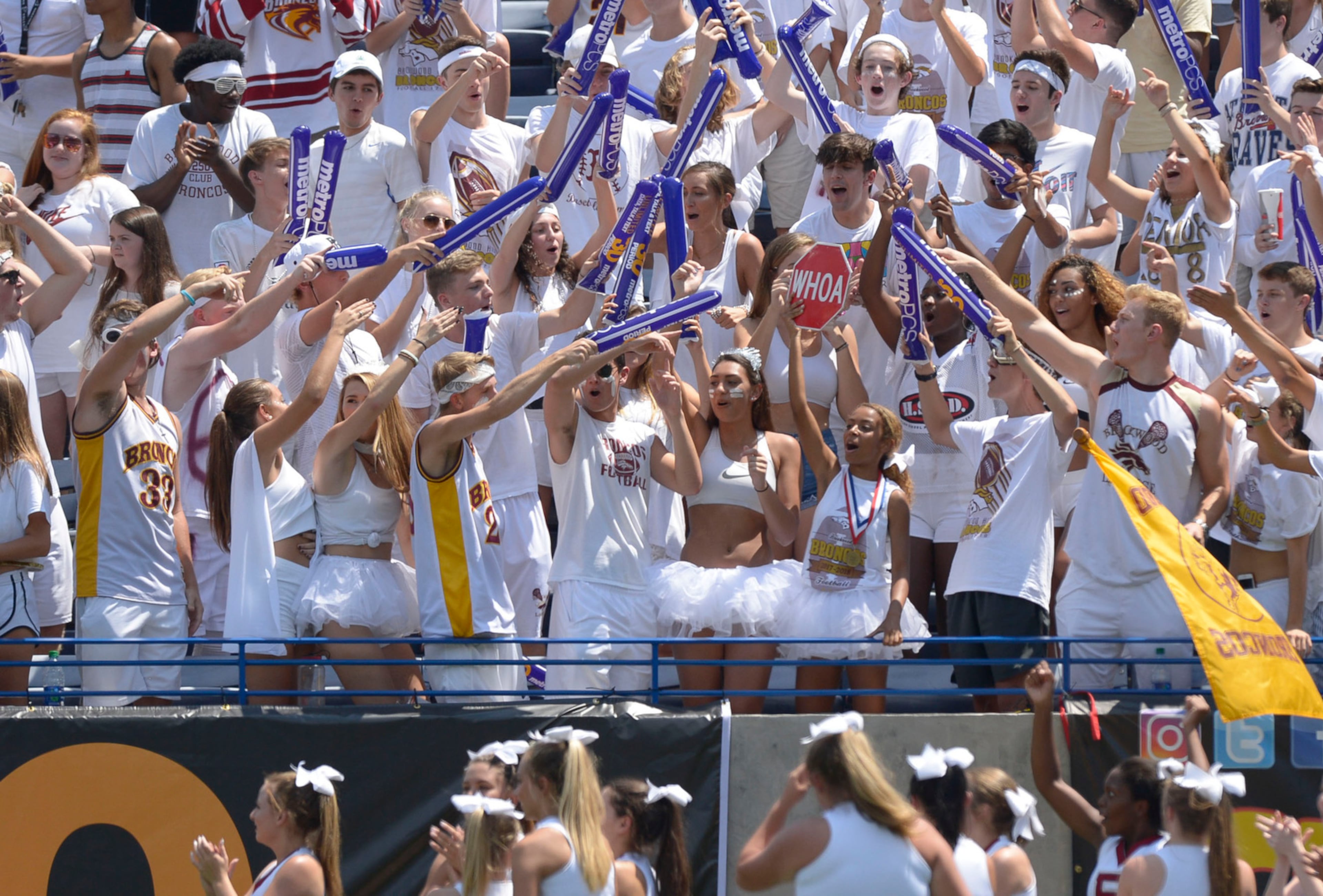 Brookwood's student section cheers after a touchdown in the first half of their game against Archer at Georgia State Stadium Saturday, August 19, 2017.