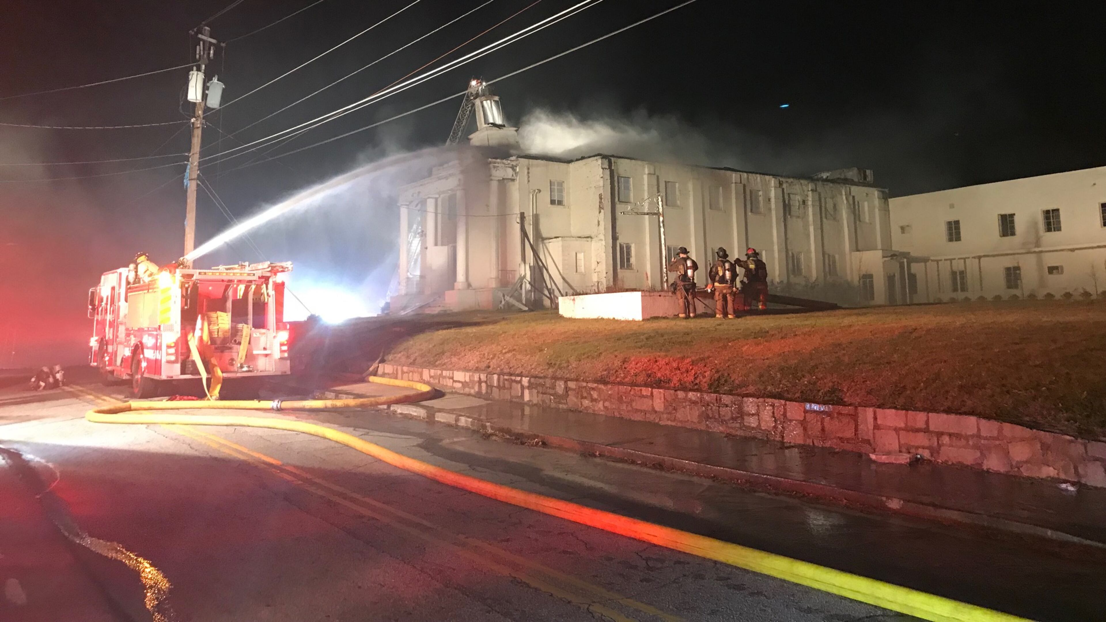 Atlanta fire crews are battling flames at Victory Baptist Church.