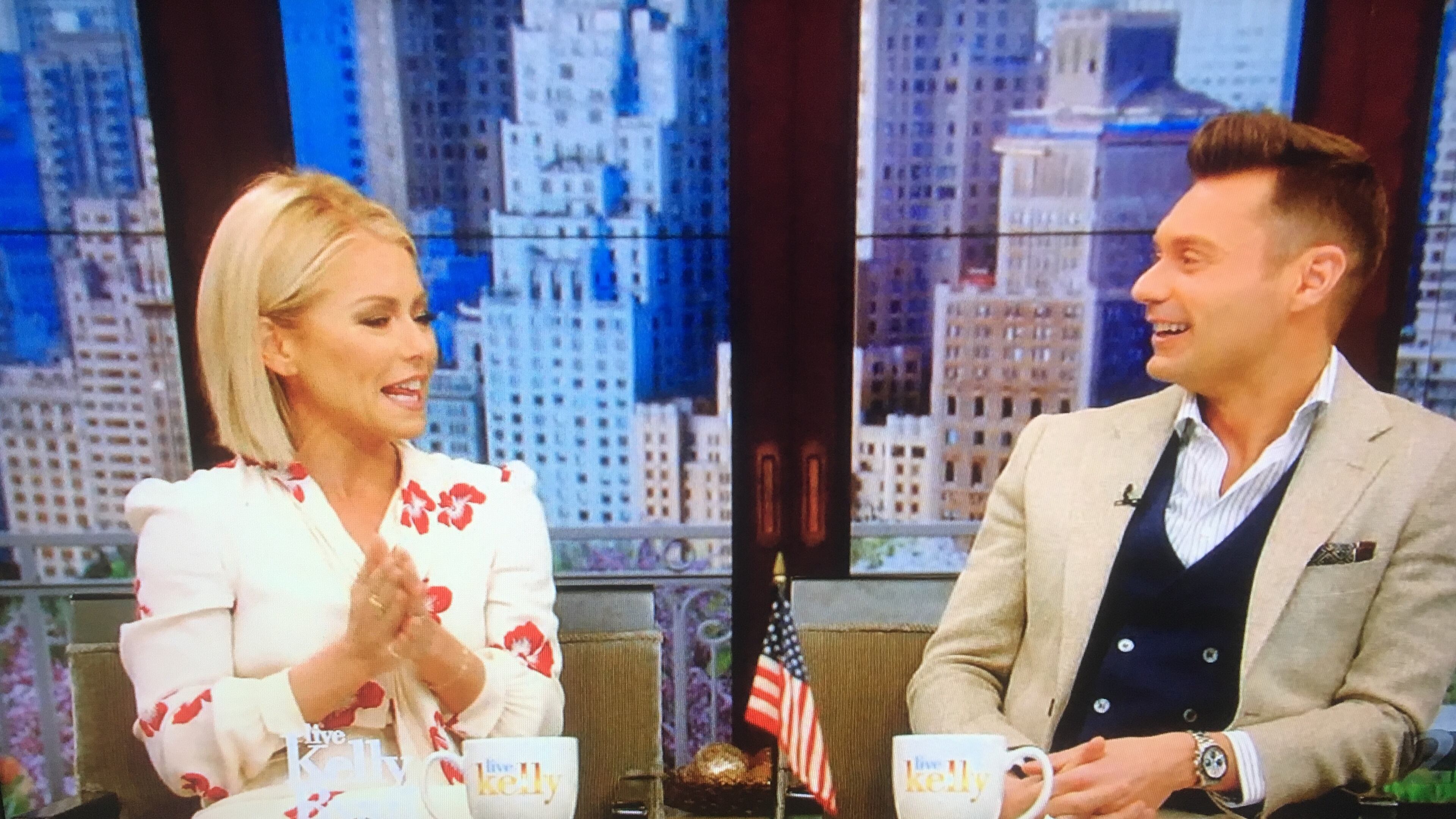 The new co-hosts immediately glided into friendly banter, discussing Ripa's recent stomach bug and other topical issues. Image: ABC