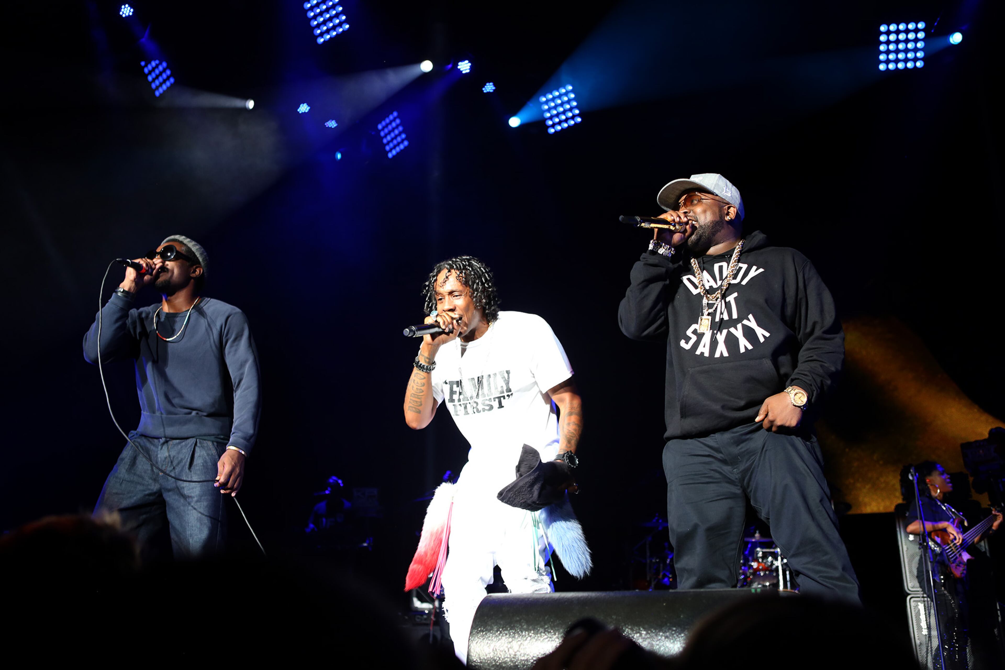 September 10, 2016 - ATLANTA - Highlight of the One Musicfest was the Dungeon Family reunion featuring luminaries such Outkast's Andre 3000, left and Big Boi, far right and Big Gipp of Goodie Mob fame. (Akili-Casundria Ramsess/Special to the AJC)