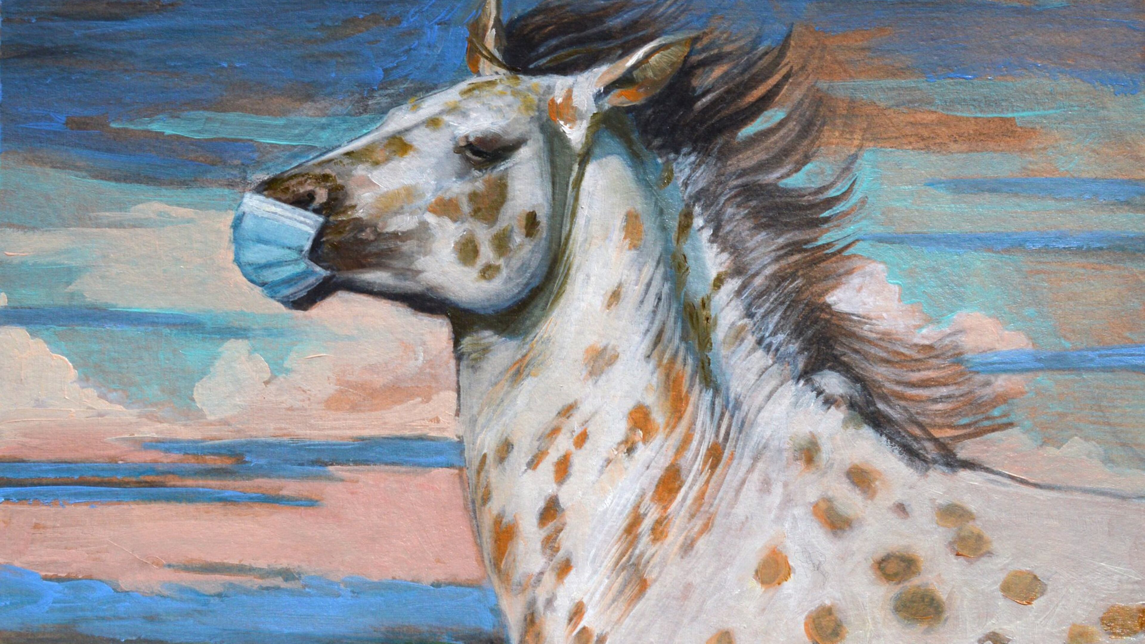Atlanta artist Kym Day’s “Study for Masked Horse,” (2020) in oil and acrylic on paper. Photo credit: Kym Day