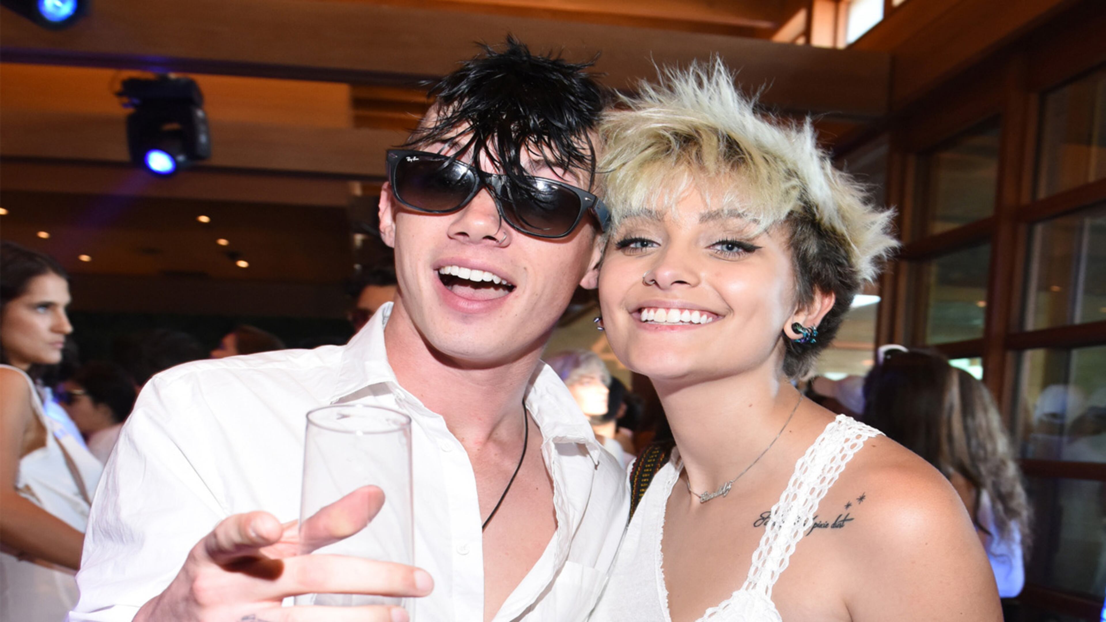 Michael Snoddy and Paris Jackson attend the 'Red, White and Bootsy' 4th Of July Event at Nobu Malibu on July 4, 2016 in Malibu, California.