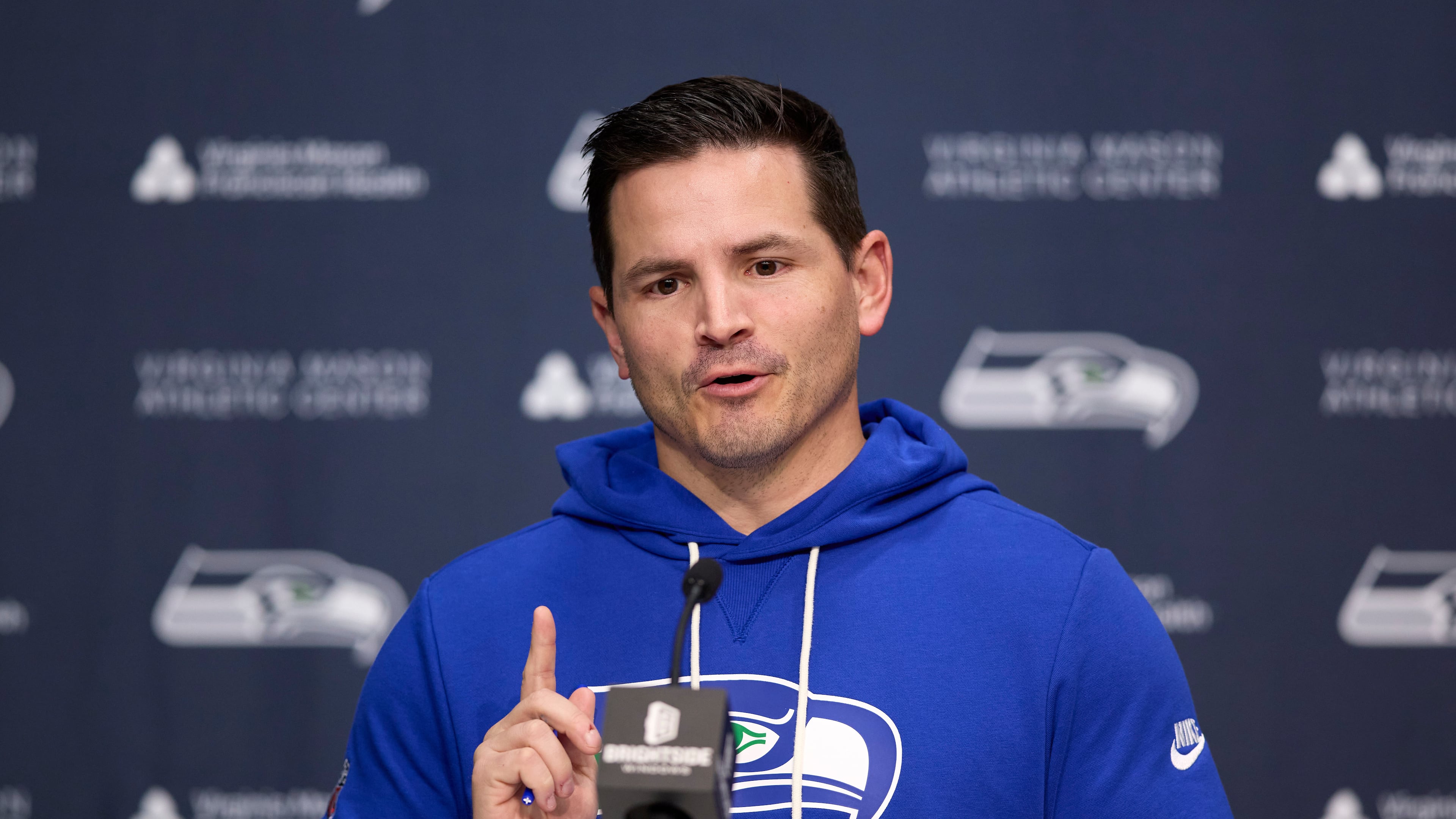 Those who know Seattle Seahawks coach Mike Macdonald’s background and have worked with him aren’t surprised by his approach or success. Macdonald, who played at Centennial High School in Roswell before enrolling at UGA, launched his football career in Athens. (John Froschauer/AP)