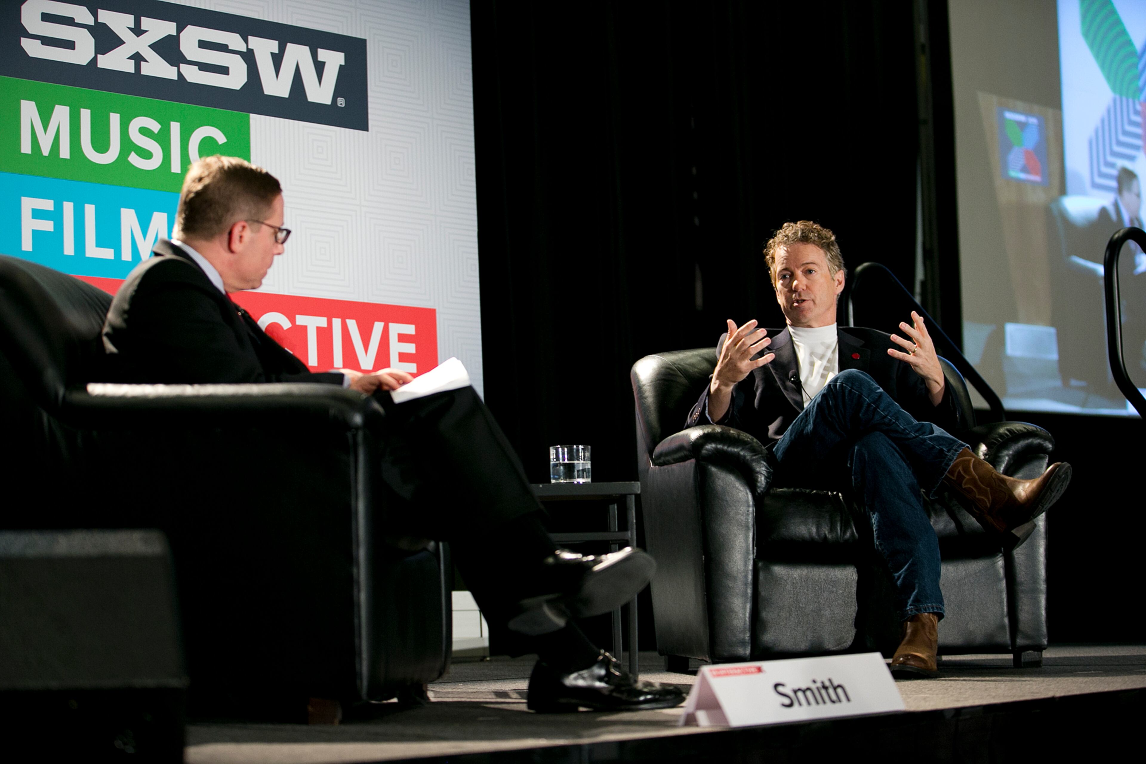 Senator Rand Paul during a talk with the Texas Tribune's Evan Smith at SXSW at the JW Marriott on Sunday, March 15, 2015. DEBORAH CANNON / AMERICAN-STATESMAN