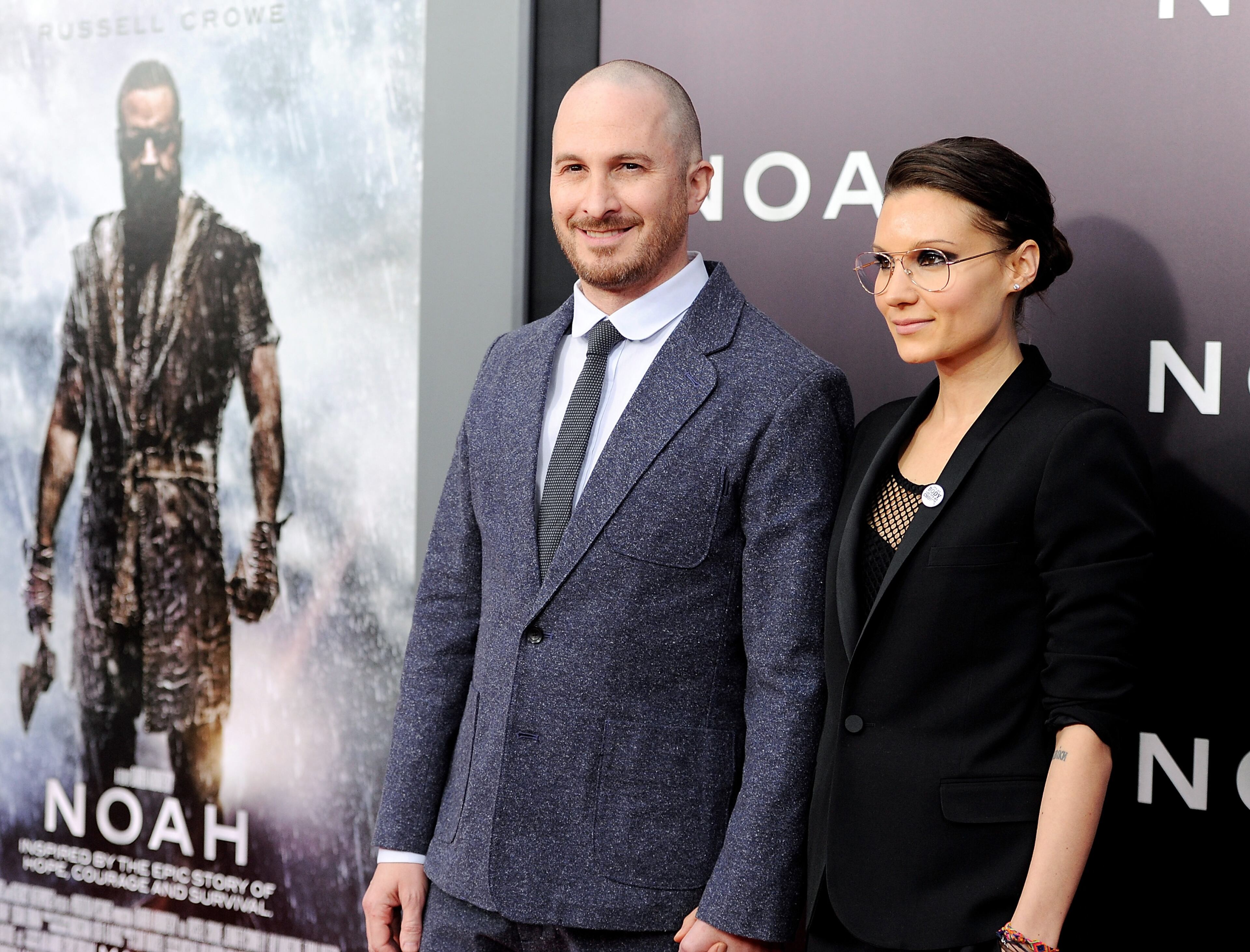 Director Darren Aronofsky and girlfriend Brandi-Ann Milbradt attend the premiere of "Noah" at the Ziegfeld Theatre on Wednesday, March 26, 2014, in New York. (Photo by Evan Agostini/Invision/AP)