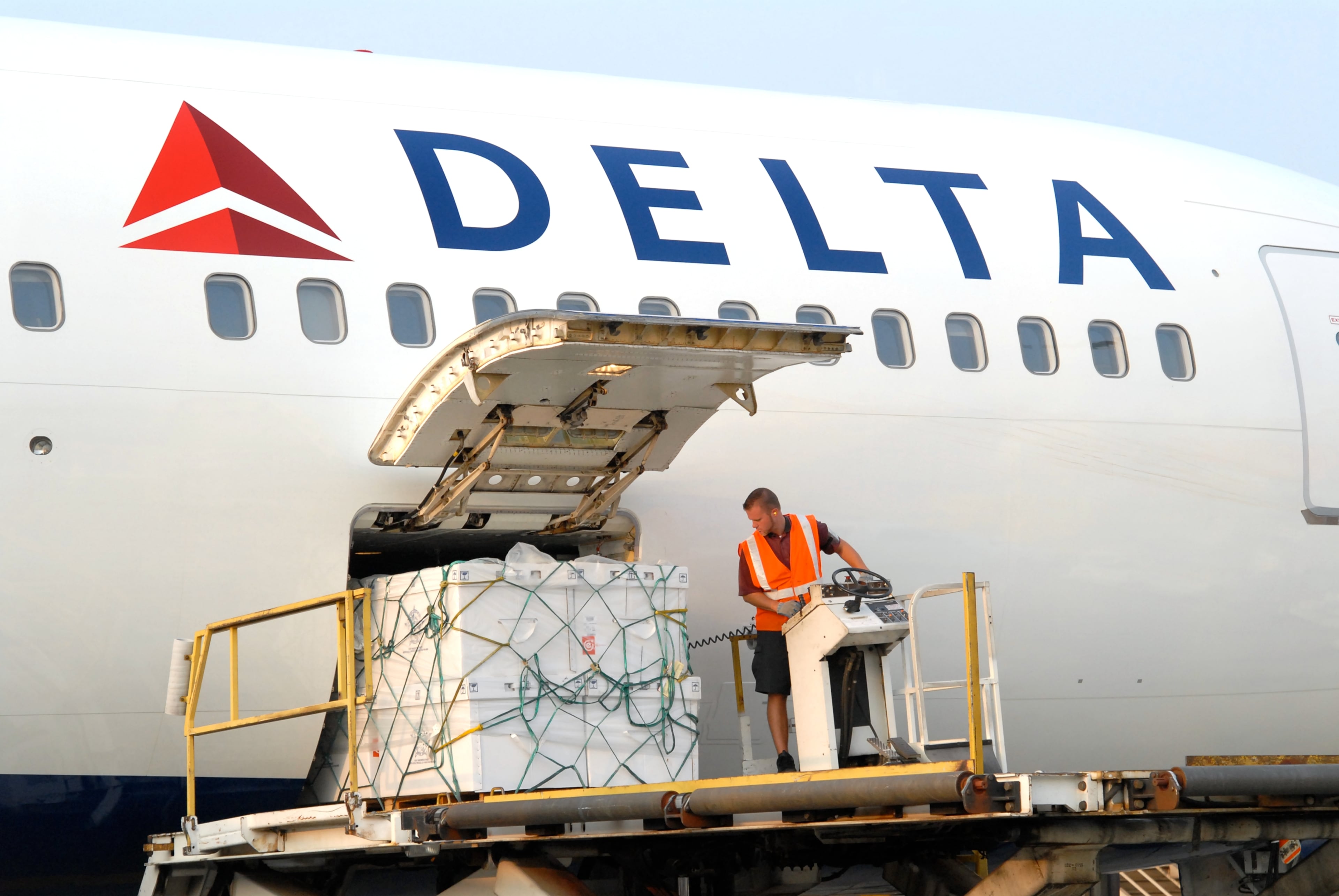 During the pandemic Delta temporarily converted several passenger aircraft into freighters, shipping personal protective equipment and more across the globe. (James Jones/Courtesy of Delta)