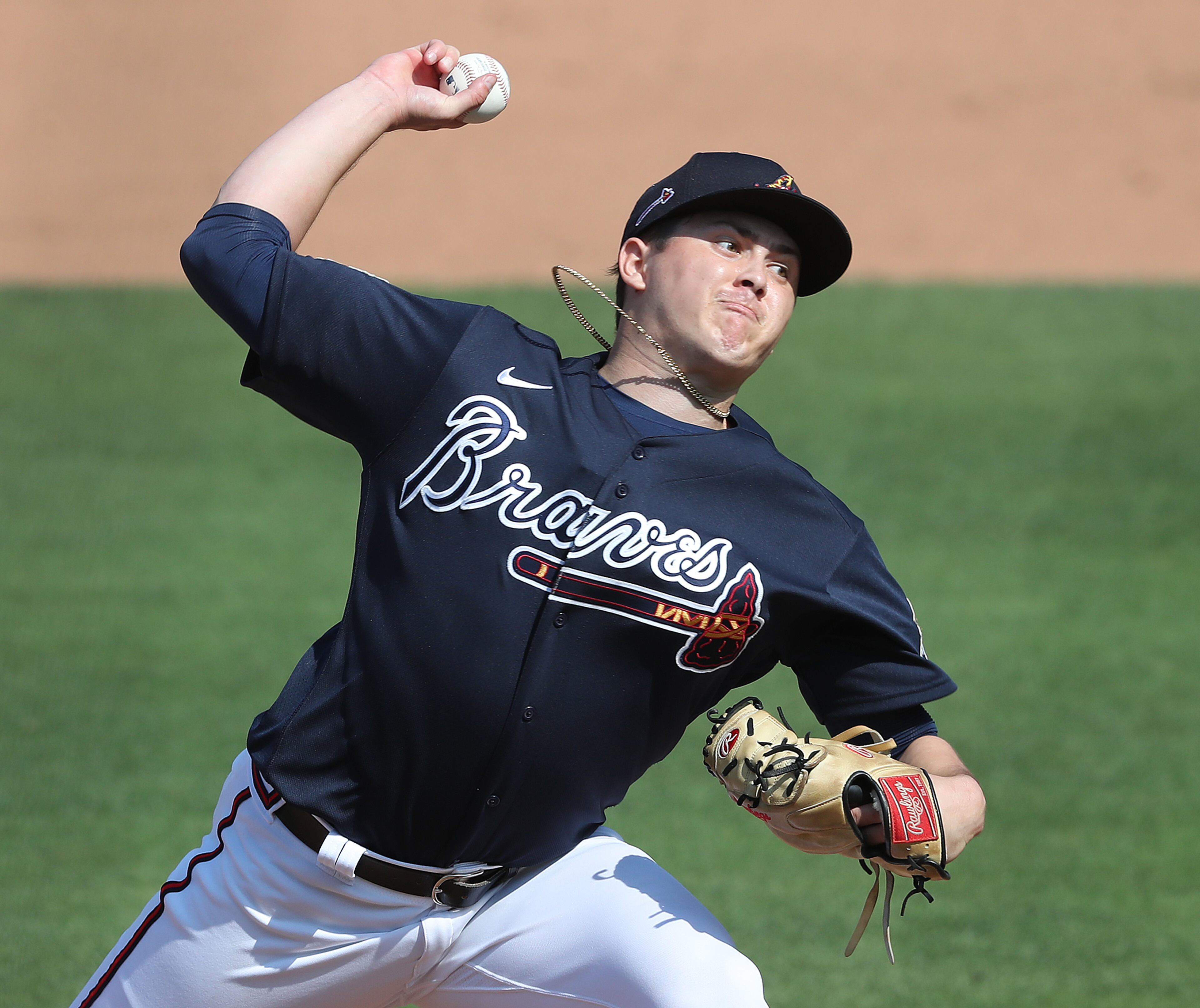 Braves pitcher Victor Vodnik delivers against the Baltimore Orioles. (Curtis Compton / Curtis.Compton@ajc.com)