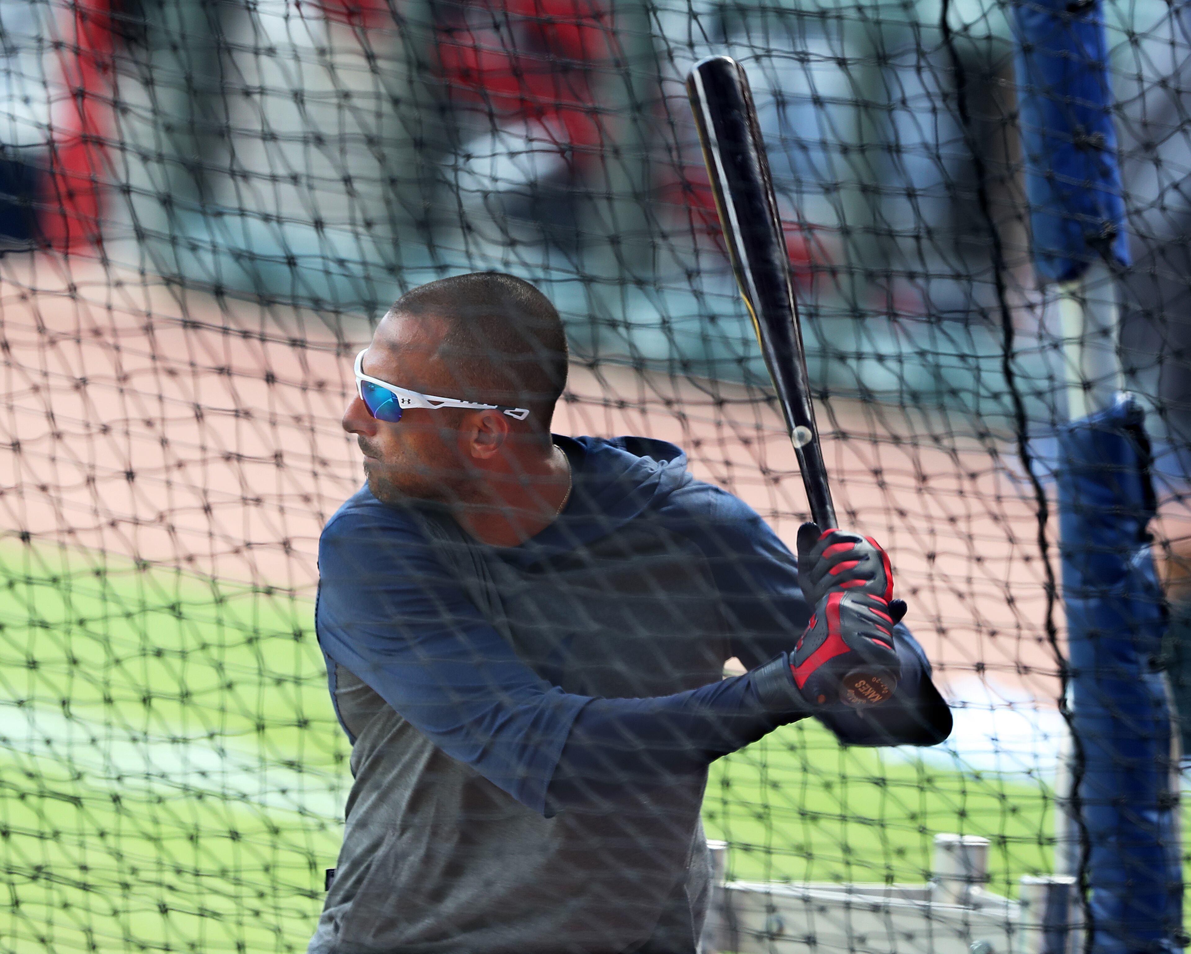 Braves outfielder Nick Markakis, who was activated Wednesday, takes batting practice before playing the Toronto Blue Jays. Curtis Compton ccompton@ajc.com