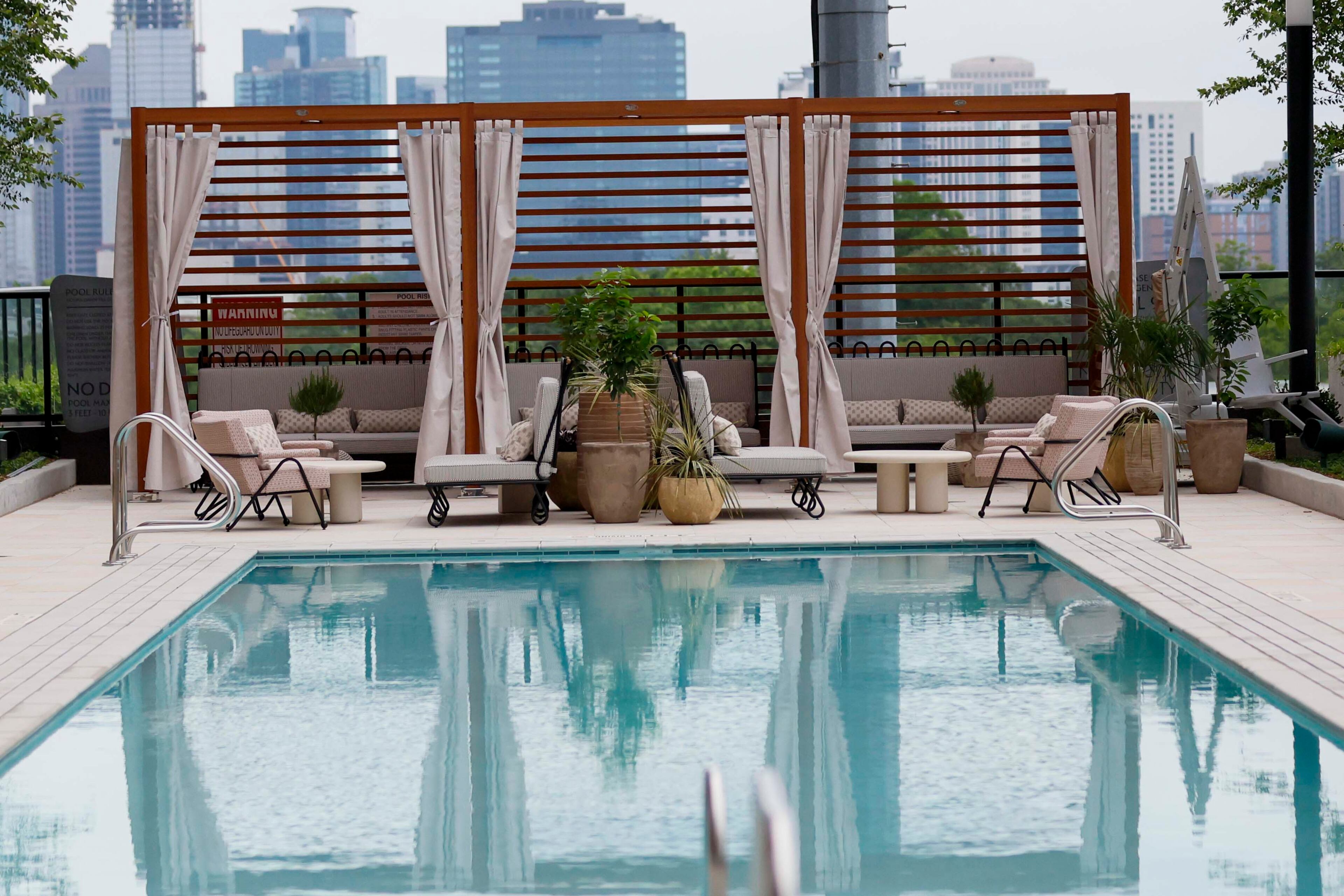 A spacious swimming pool located on the seventh floor of Stella at Star Metals is observed on Thursday, June 12, 2025.
(Miguel Martinez/ AJC)