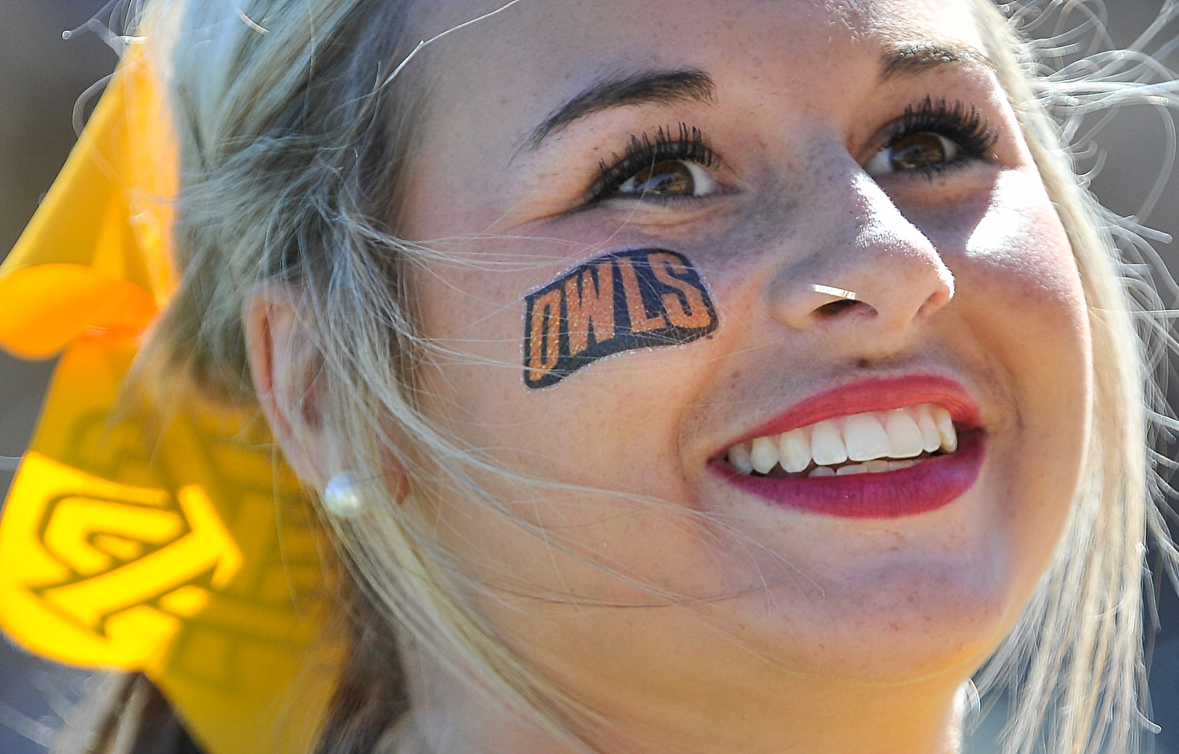Kennesaw State cheerleader Stacey Kloser works the sideline during the game against Gardner-Webb, Saturday, Oct. 17, 2015, in Kennesaw, Ga. Kennesaw State defeated Gardner-Webb 12-7. (Photo/John Amis)