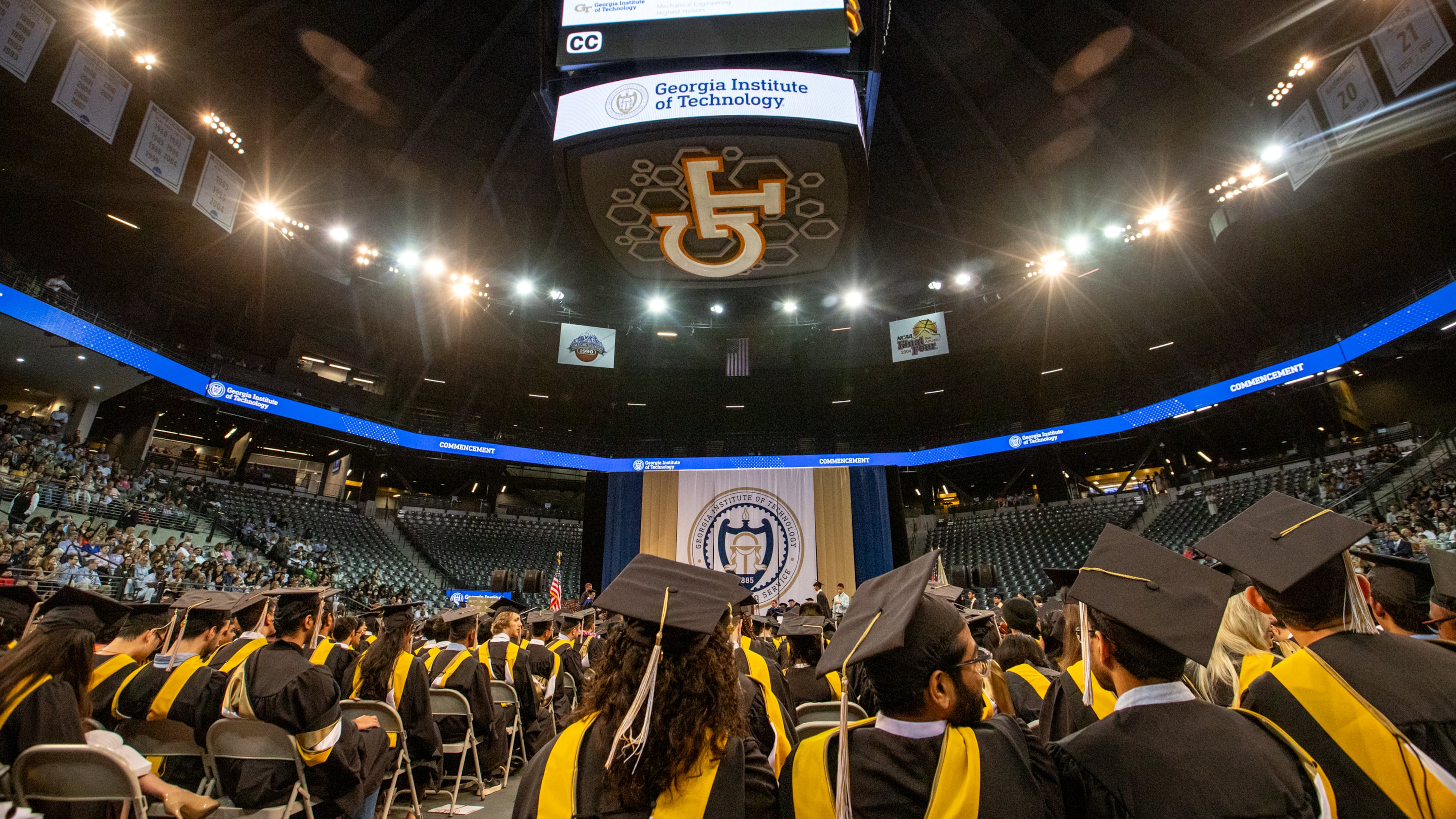 Georgia Tech holds graduation at McCamish Pavilion for students receiving Master's degrees in the College of Computing and Bachelor's degrees in Mechanical Engineers on Saturday, May 4, 2024. (Jenni Girtman for The Atlanta Journal-Constitution)