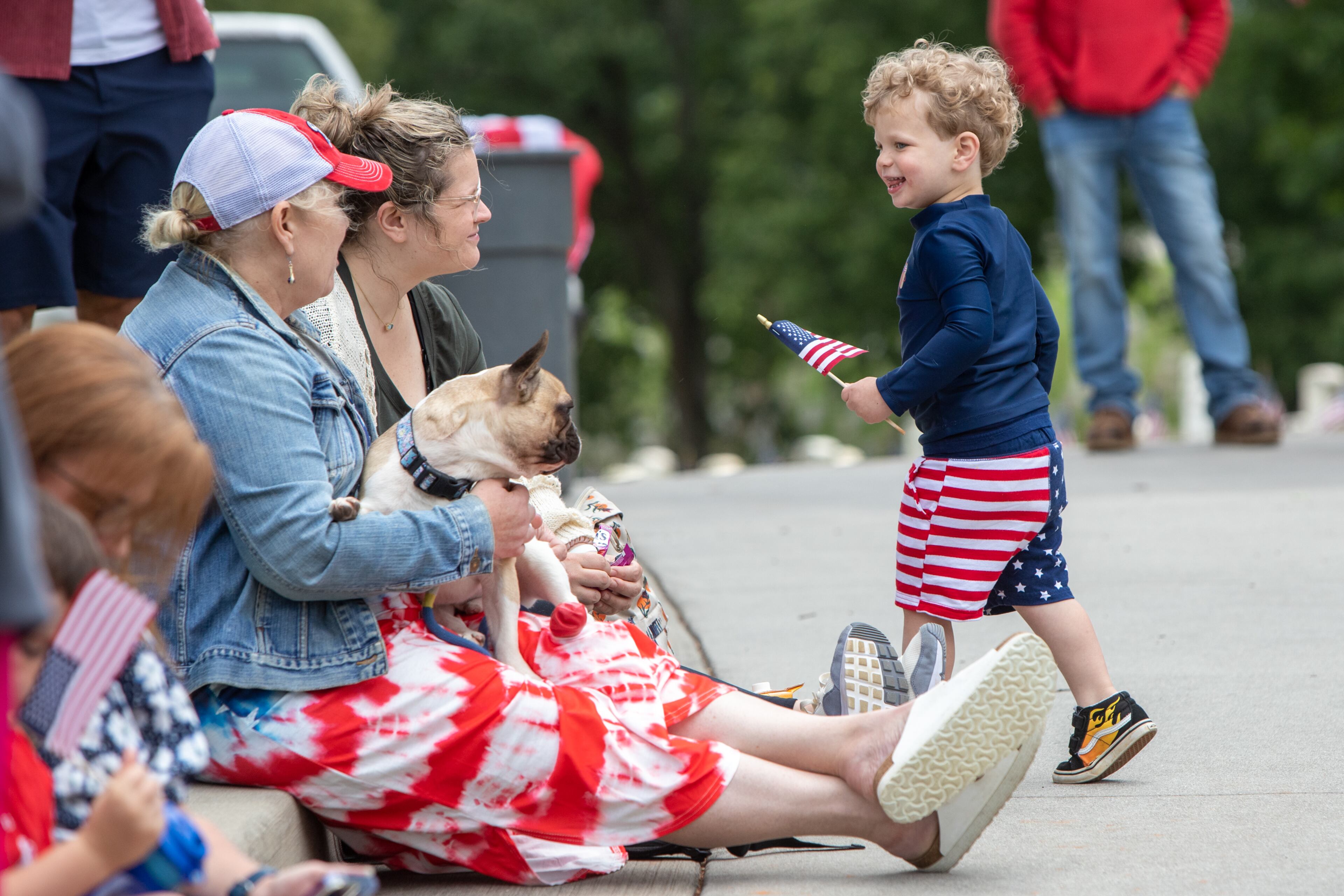 Sam Burera, 2, is in the holiday spirit at the 77th annual Memorial Day Observance at the Marietta National Cemetery on Monday, May 29, 2003. (Jenni Girtman for The Atlanta Journal-Constitution)