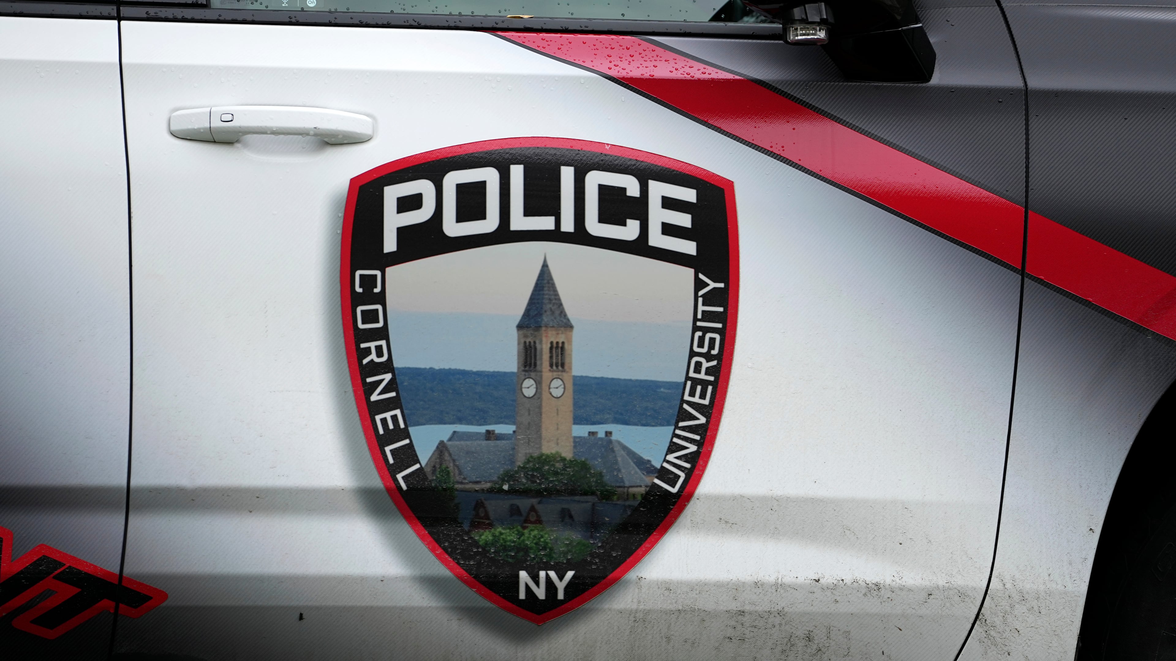 A Cornell University police car is seen parked on campus at Cornell University in Ithaca, N.Y., Thursday, Oct. 1, 2026. (AP Photo/Matt Rourke)