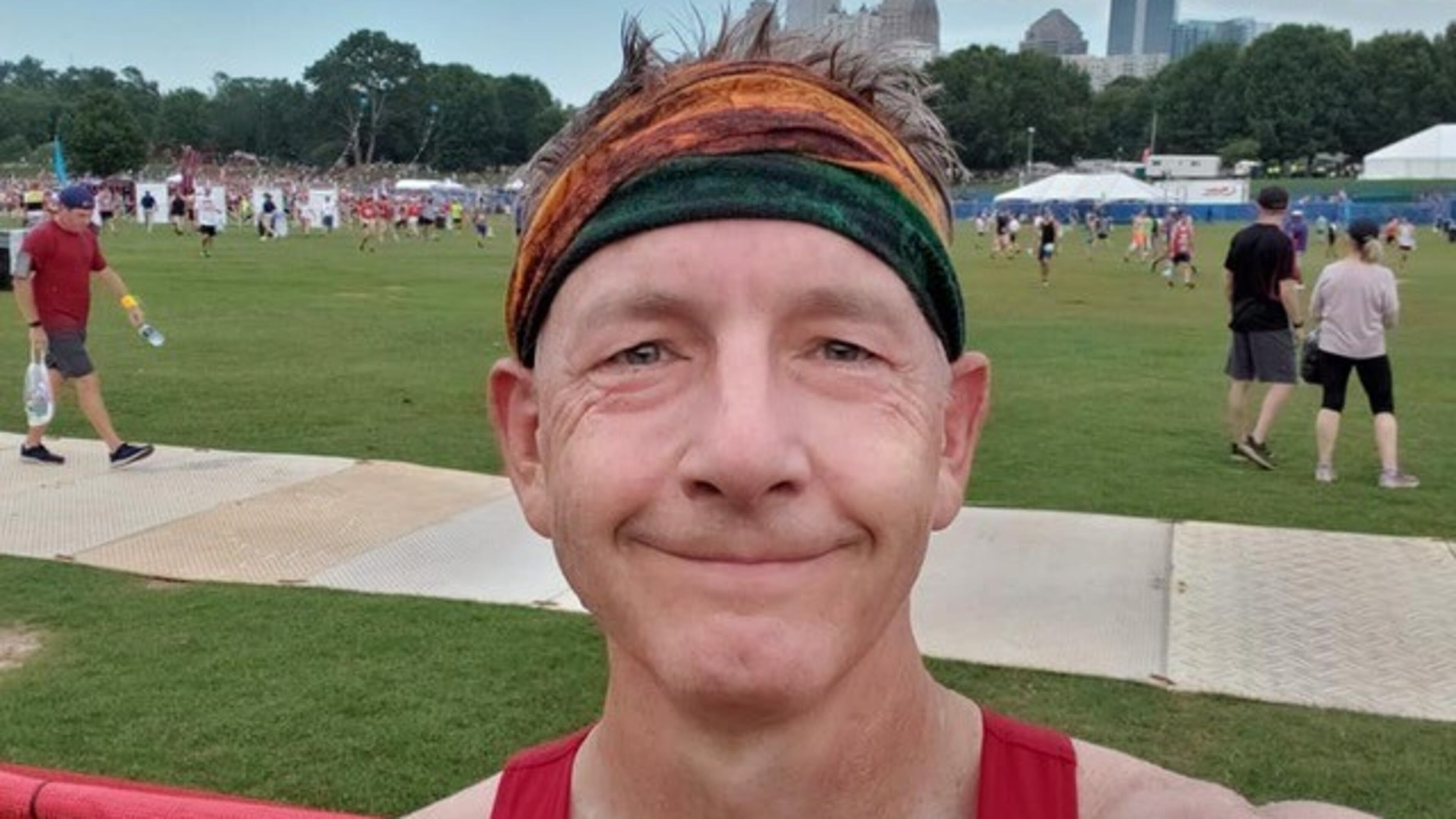 Randy Travis, a long-time Fox 5 investigative reporter until June 2024, has taken part in the AJC Peachtree Road Race 33 times including in 2019, where he took this selfie at Piedmont Park after the race concluded. Courtesy of Randy Travis