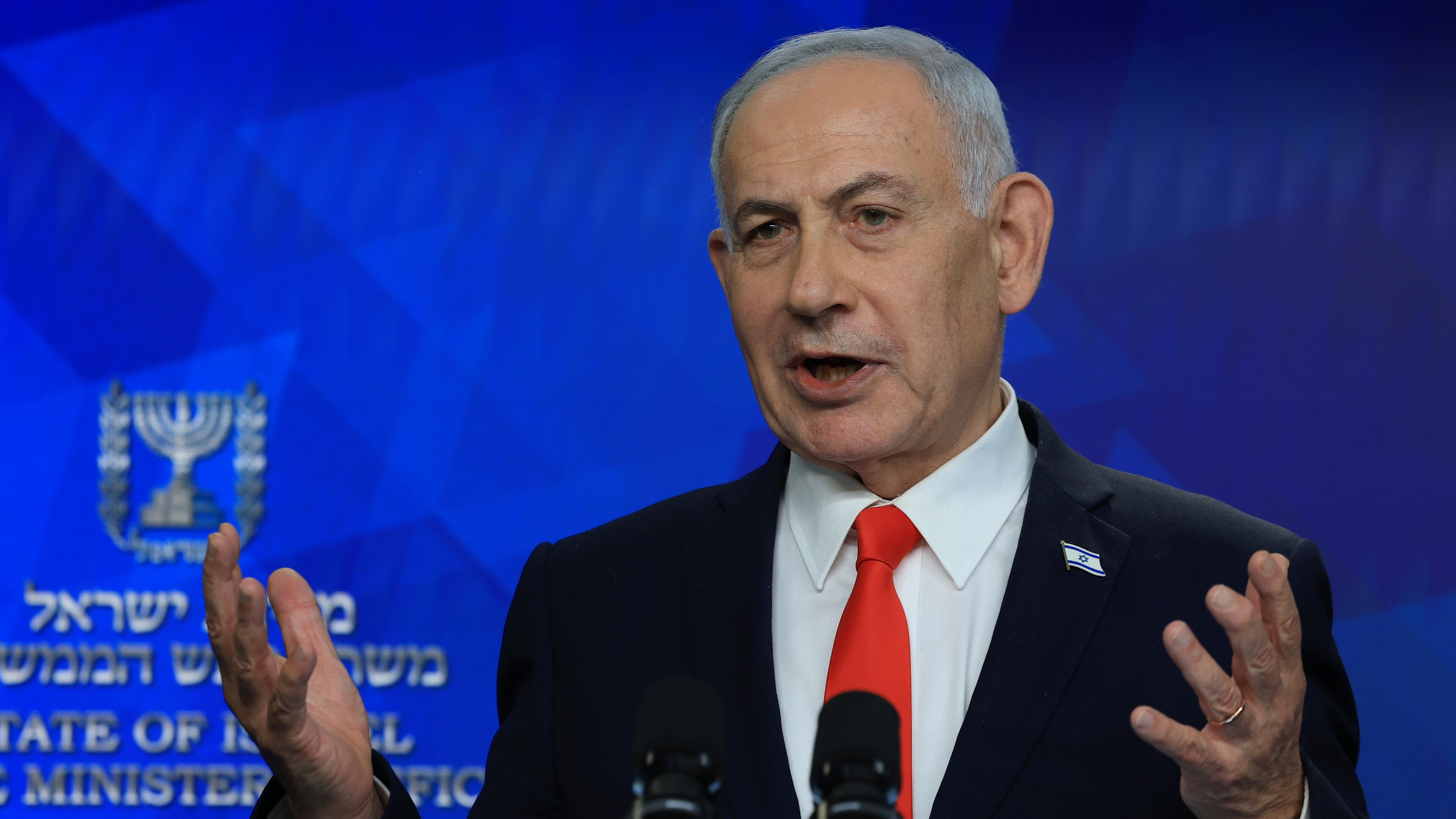 Israeli Prime Minister Benjamin Netanyahu holds a news conference, in Jerusalem, Monday June 15, 2026. (Ronen Zvulun, Pool Photo via AP)