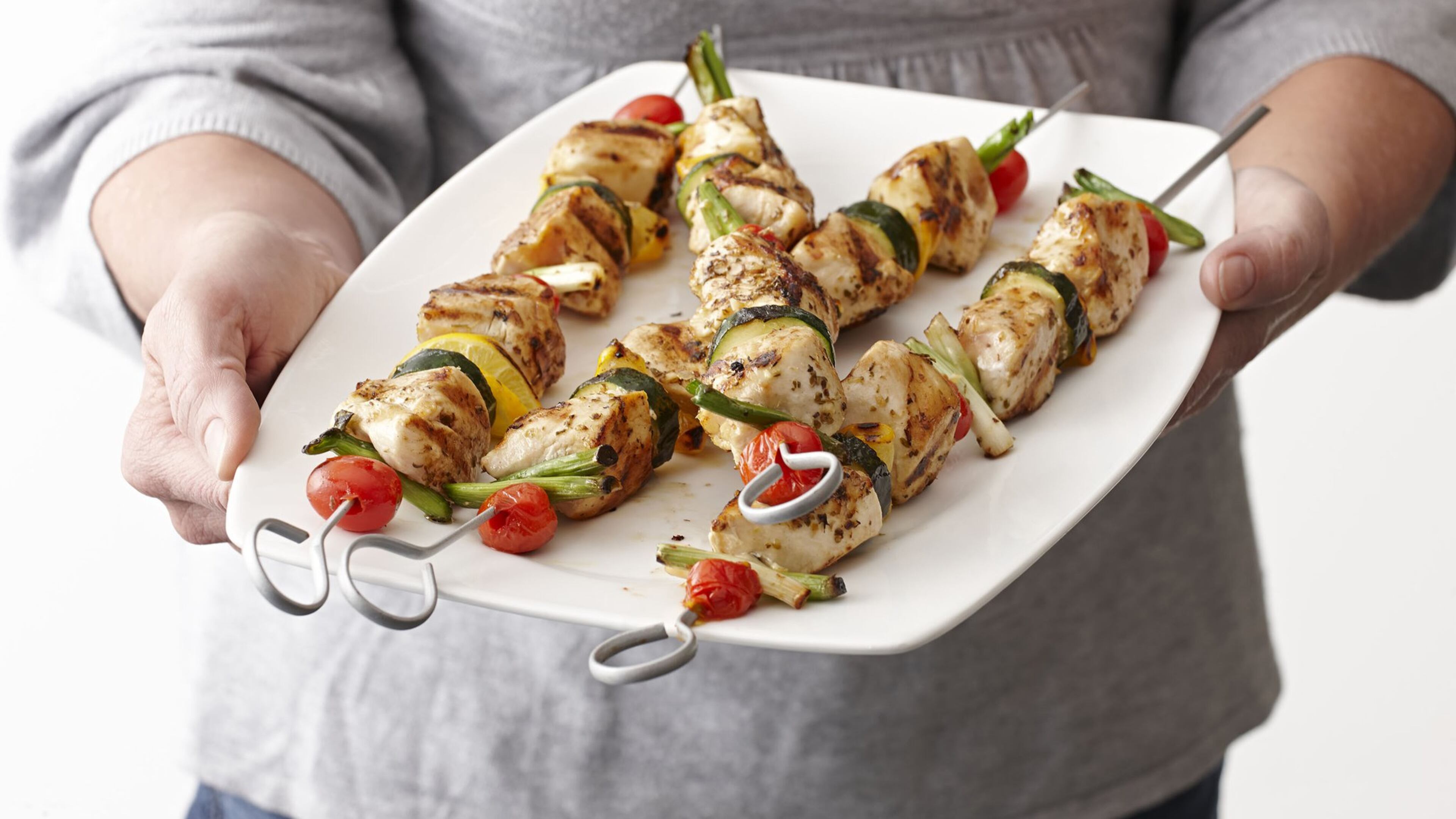 Saturday’s Lemon-Oregano Chicken Kebabs can be served over couscous. Contributed by Perdue Foods
