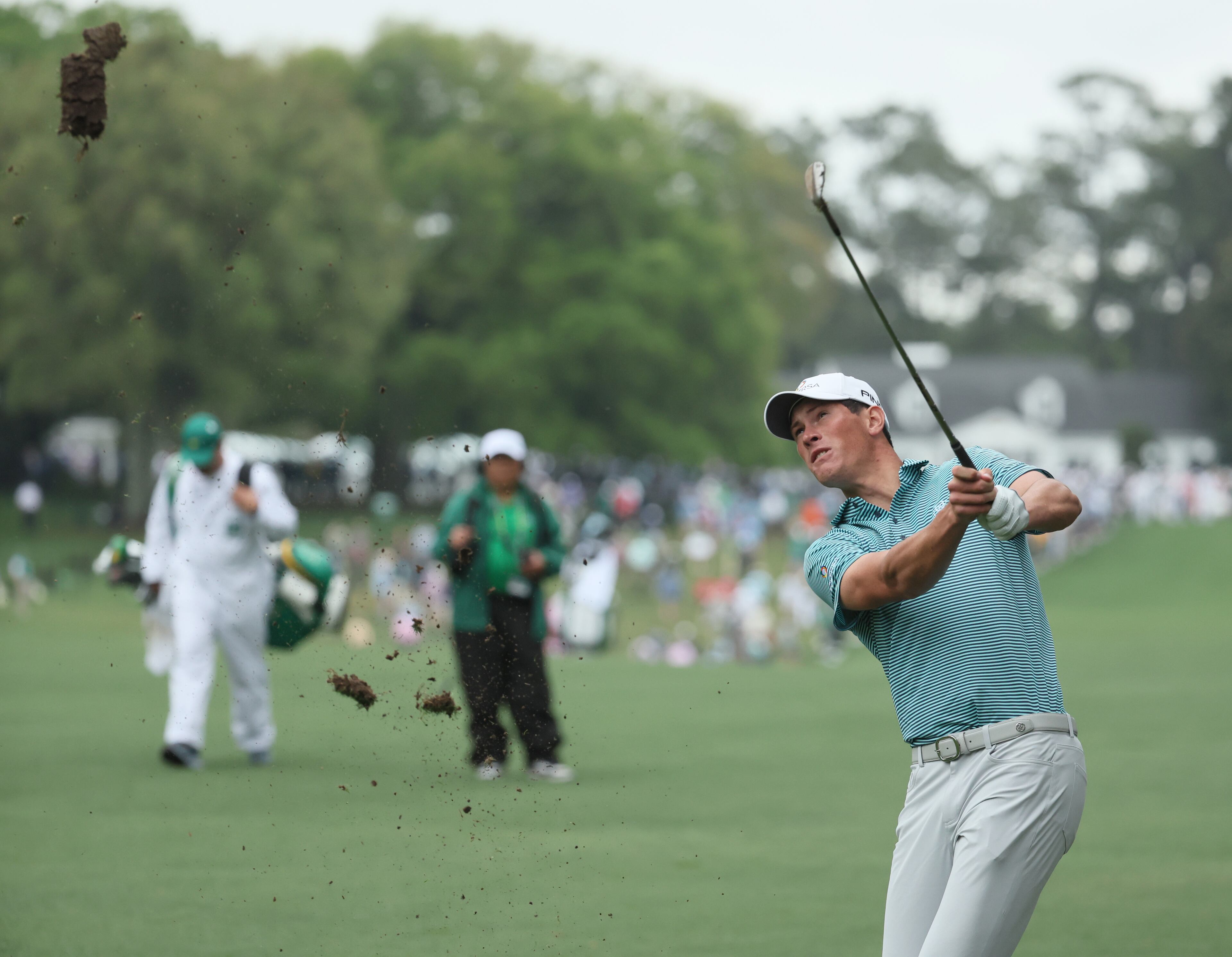 Christo Lamprecht hits from the fairway on first hole at the 2024 Masters Tournament at Augusta National Golf Club, Thursday, April 11, 2024, in Augusta, Ga. Jason Getz / Jason.Getz@ajc.com)
